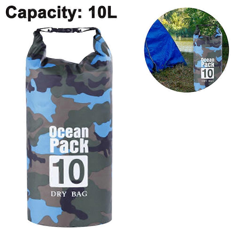 Outdoor Camo Polyester Waterproof Bag-Blue Camo 10L