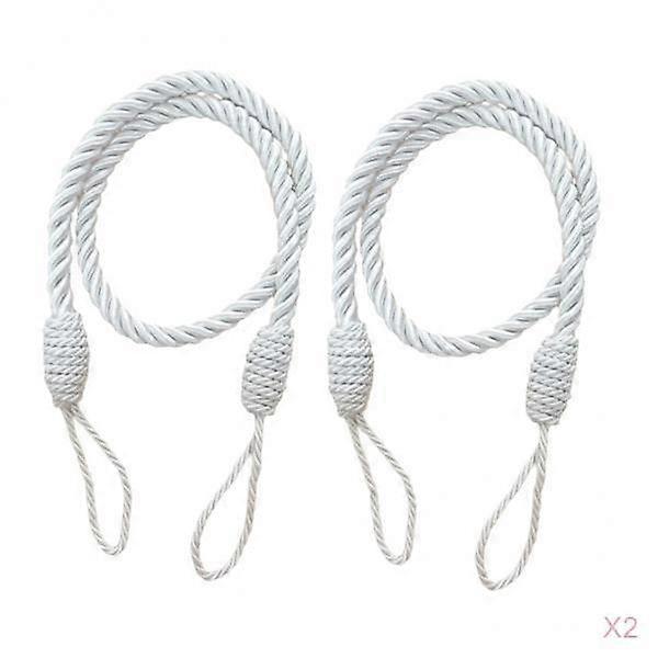 4 חלקים וילון קשירה פרנזים חדר שינה חבל מעוות לבן