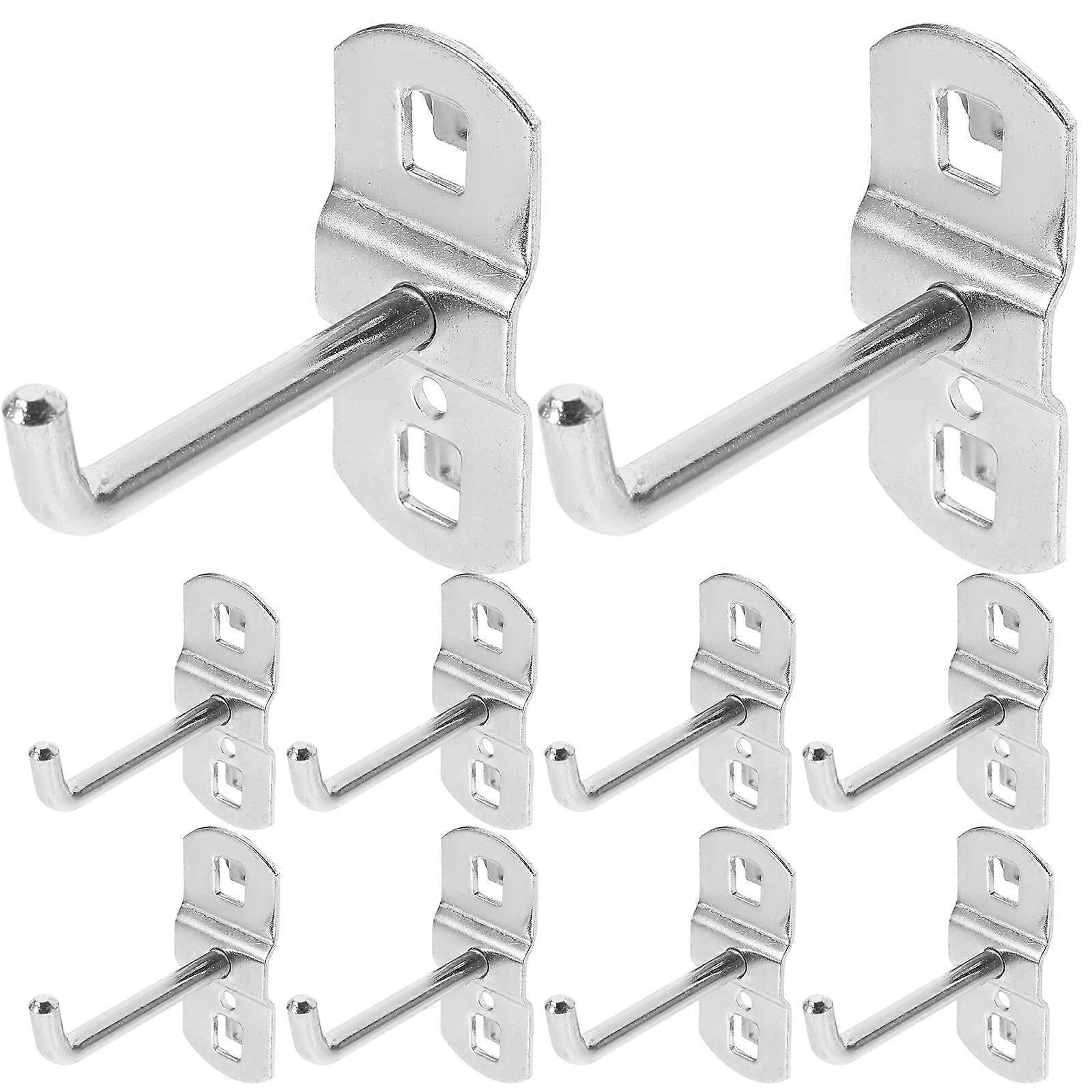 12 Pcs Metal Square Hole Pegboard Hooks Heavy Duty Peg Board Hooks For Tool Organization Display Silver Shelf Rack Pegs For Garage Shop Storage