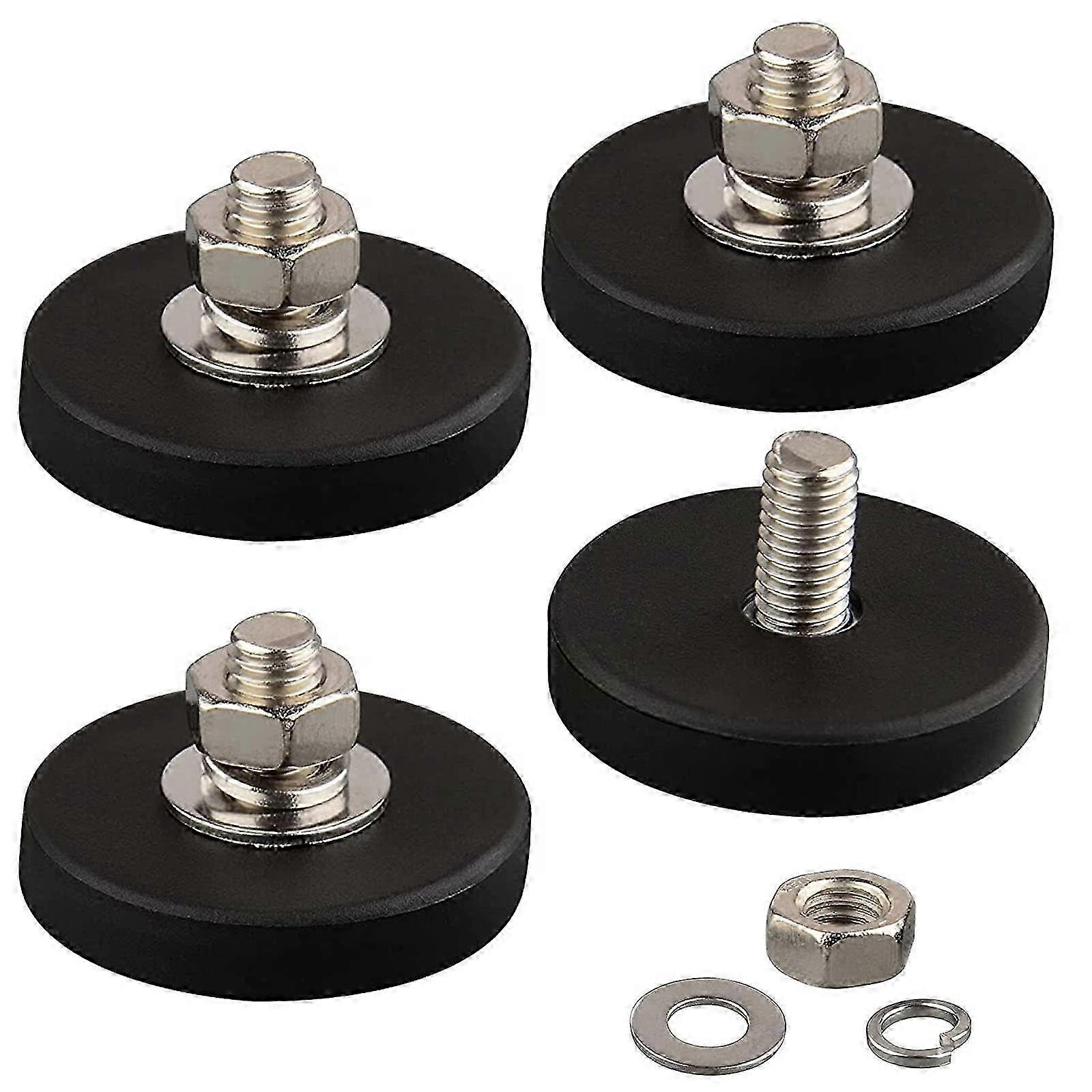 4 Pack Super Strong Neodymium Magnets with Rubber Coating & M6 Thread for Lighting Mount