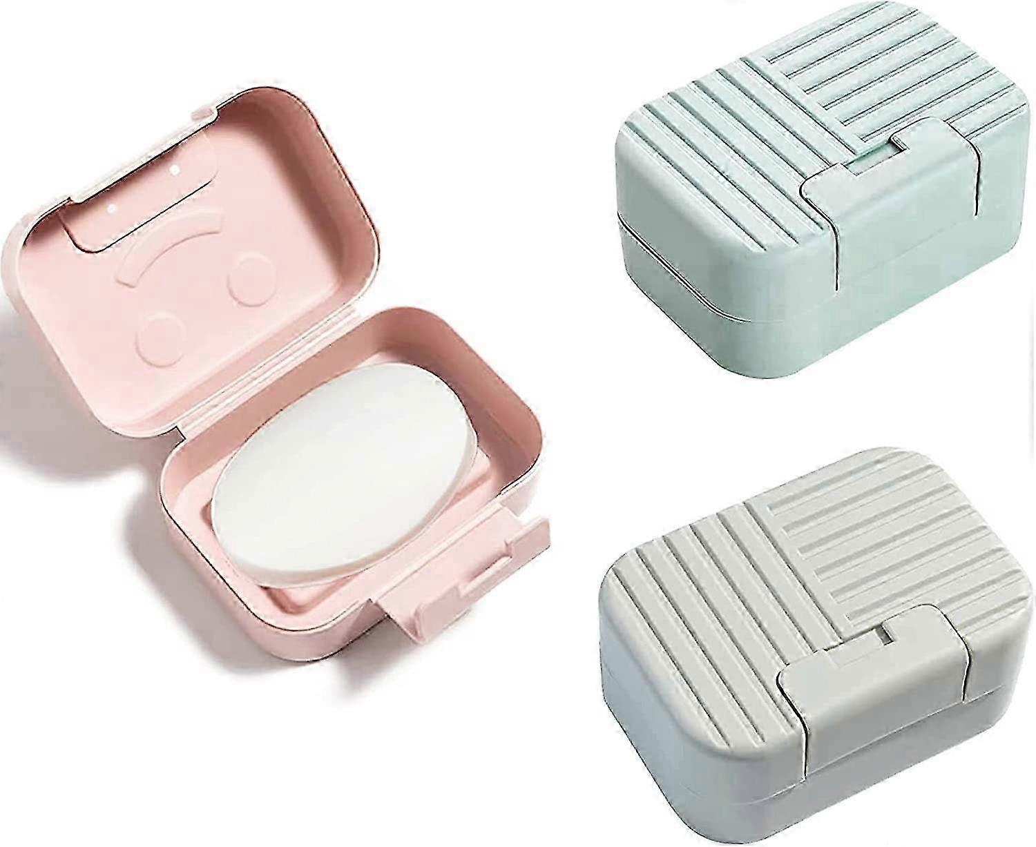 صندوق صابون للسفر ، حامل صابون محمول سريع الجفاف مكون من 3 عبوات للمنزل والحمام والتخييم والمشي لمسافات طويلة - مادة PP صديقة للبيئة