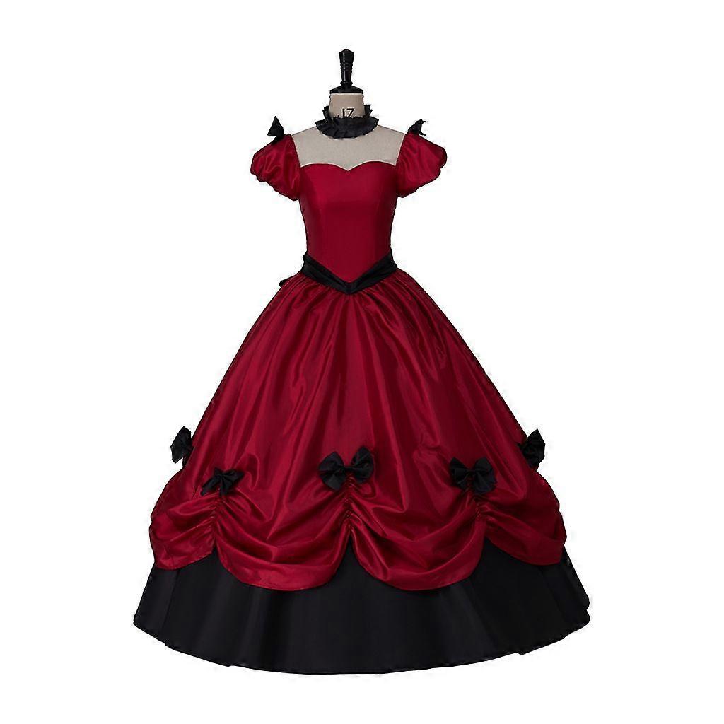 Victorian Lolita Ball Gown Dress Adjustable Gothic Rococo Court Dress with Puff Sleeves and Bows