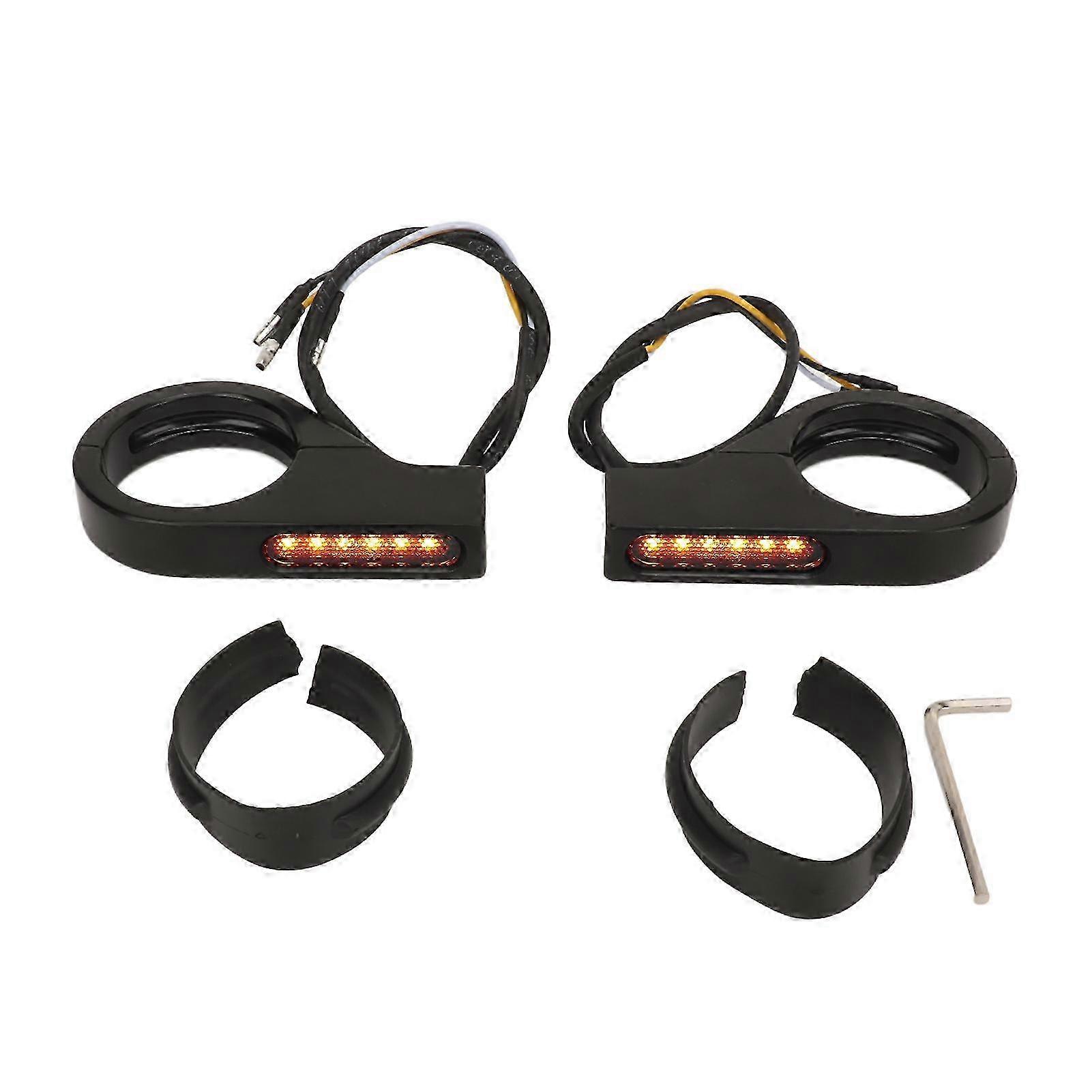 Front Fork LED Turn Signal Light High Brightness Stability Fork Clamp Indicators Lights for 41MM Fork Shell