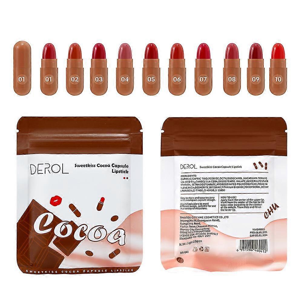 10 Colors Mini Matte Capsule Lipstick Set Long Lasting Non Fading Lightweight Easy Carry For Daily And Special Occasions