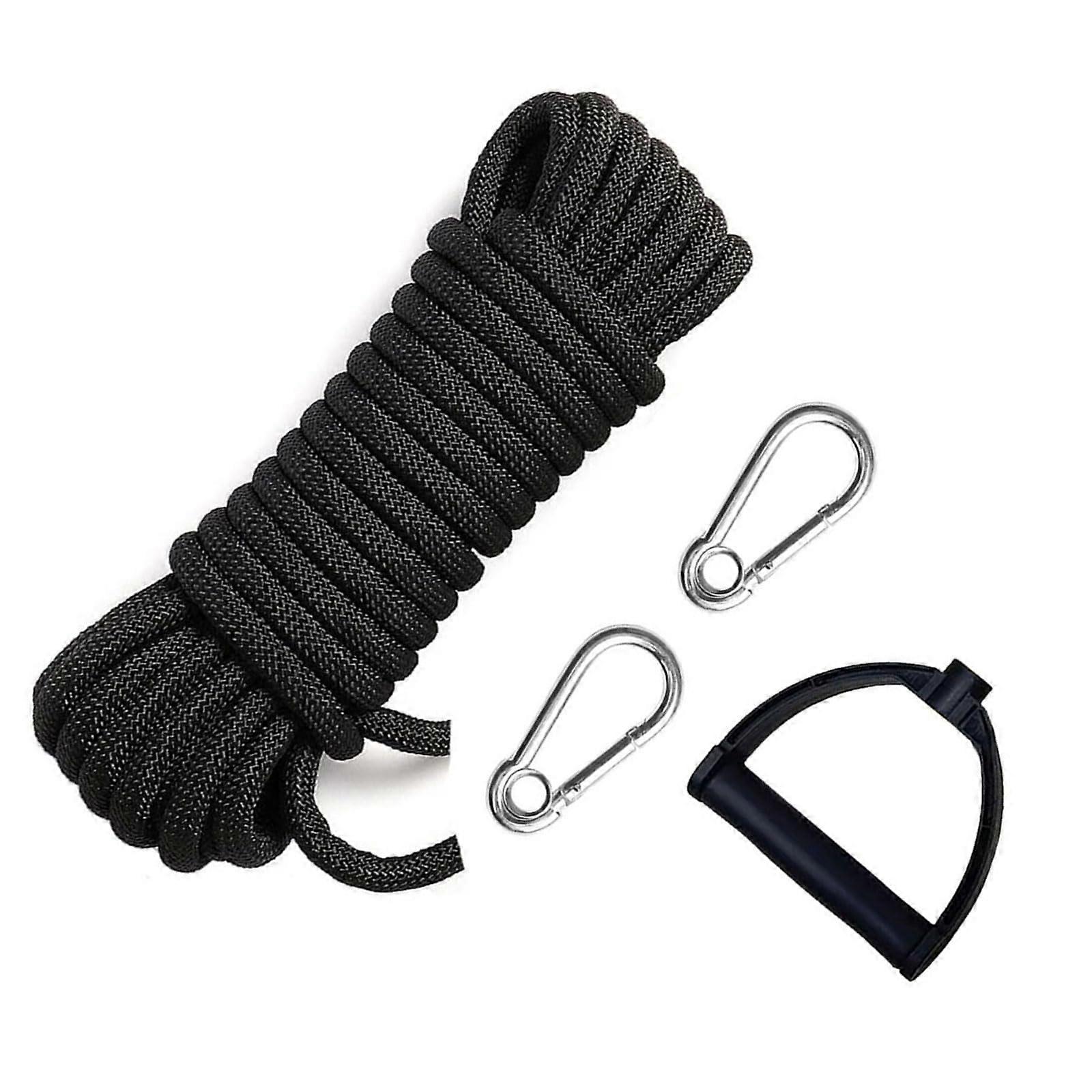 Water Ski Rope with Handle and Lobster Clasps, Nylon Tow Rope, Sledge Trolley, Pull Rope, Wakeboard Rope, Water Sports Cord Black Ref: 1001
