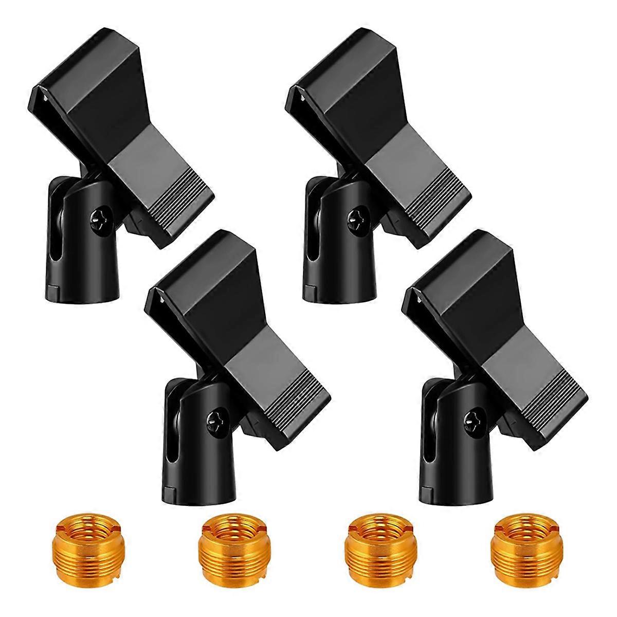 4 Piece Mic Clips for Stands Set Adjustable Mic Holders with Adapters, Wireless Mic & Clamp for Mic Stands