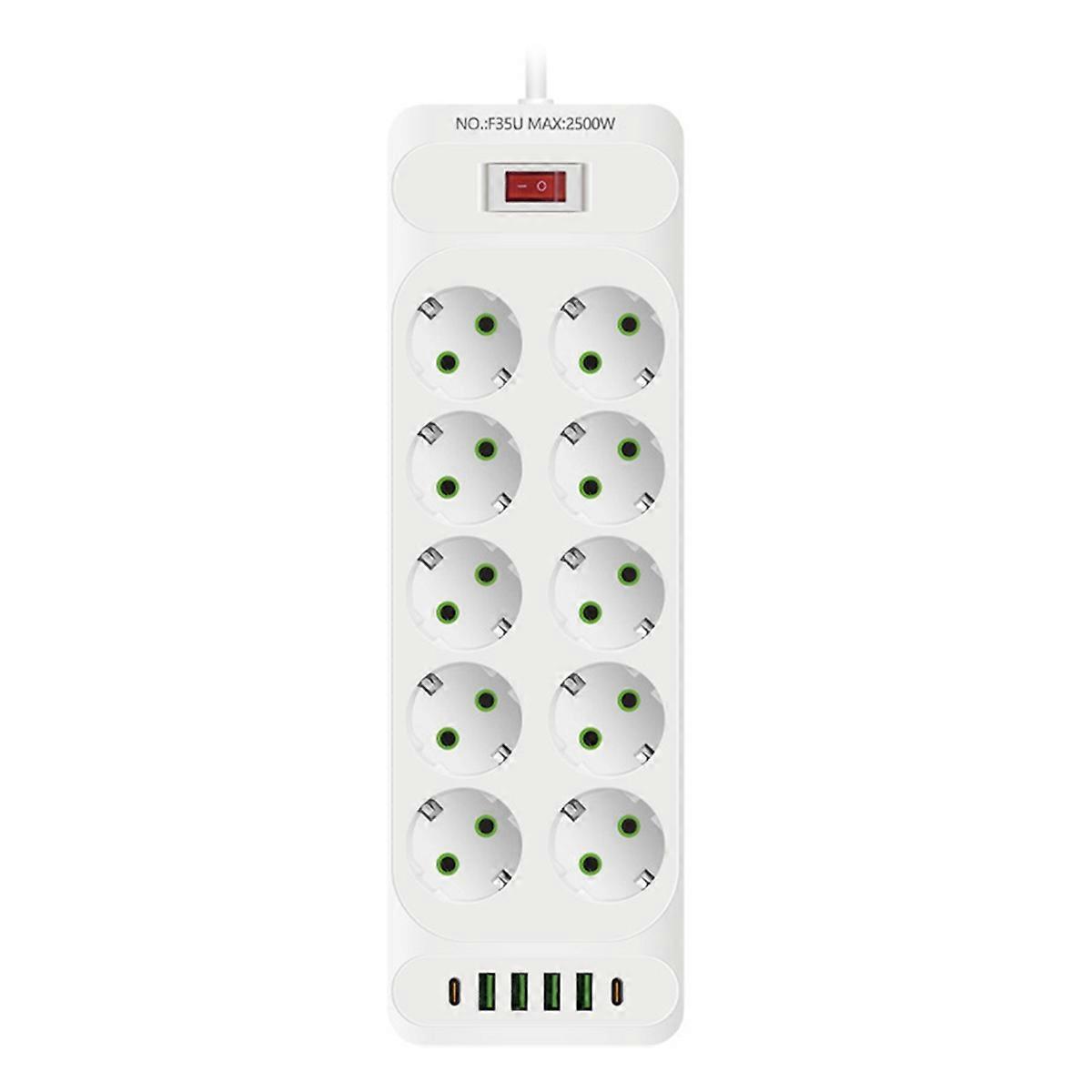 EU Plug AC Outlet Power Strip Multitap Electrical Socket with 4 USB Ports Fast Charge Multiprise Network Filter 2M B