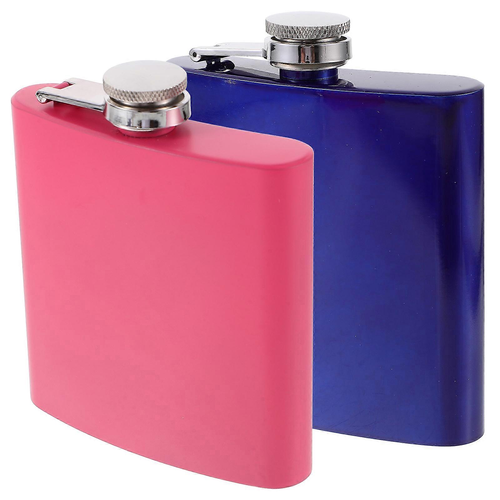 Metal Hip Flask Stainless Steel Pocket Flask for Camping Portable Small Flask 2Pcs