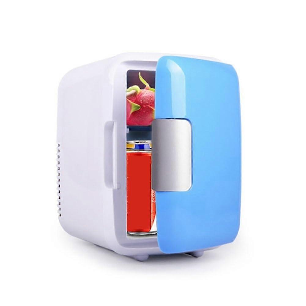 4L Mini Fridge with Cooling and Heating Function, Electric Makeup and Skincare Fridge for Bedroom, Office, and Car (Blue, AC + DC Compatible)