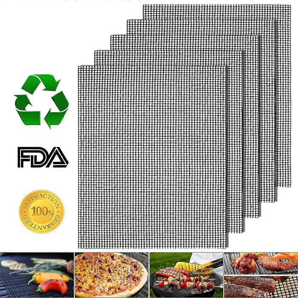 5PCS/Set Non-stick PTFE BBQ Baking Mesh Mats Reusable Pads,Size: 40 x 33cm