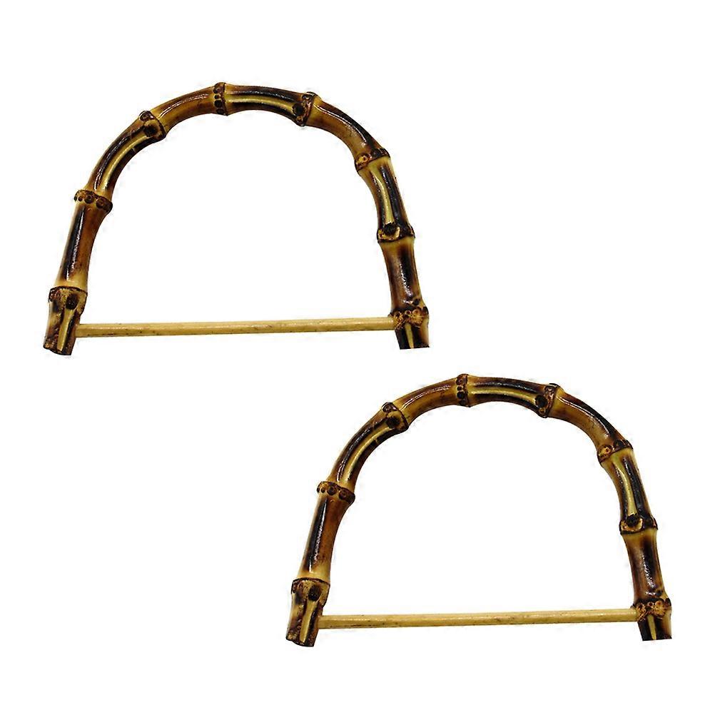 Bamboo Wood Purse Handles D Type Elegant Diy Accessory for Handbag Making About 12cm Coffee 2Pcs