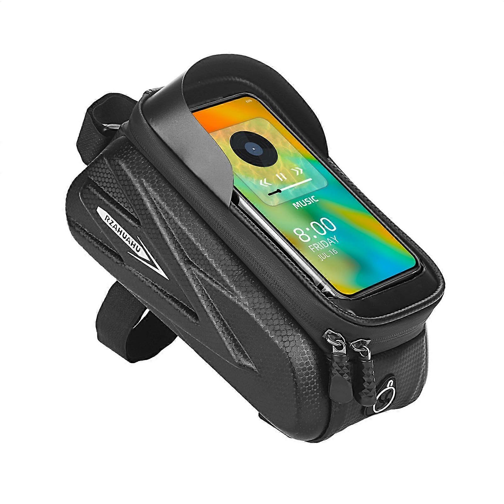 Waterproof Bicycle Frame Bag - Large Capacity Top Tube Bag with Touch Screen Window | Hard Shell Handlebar Bag for Smartphones