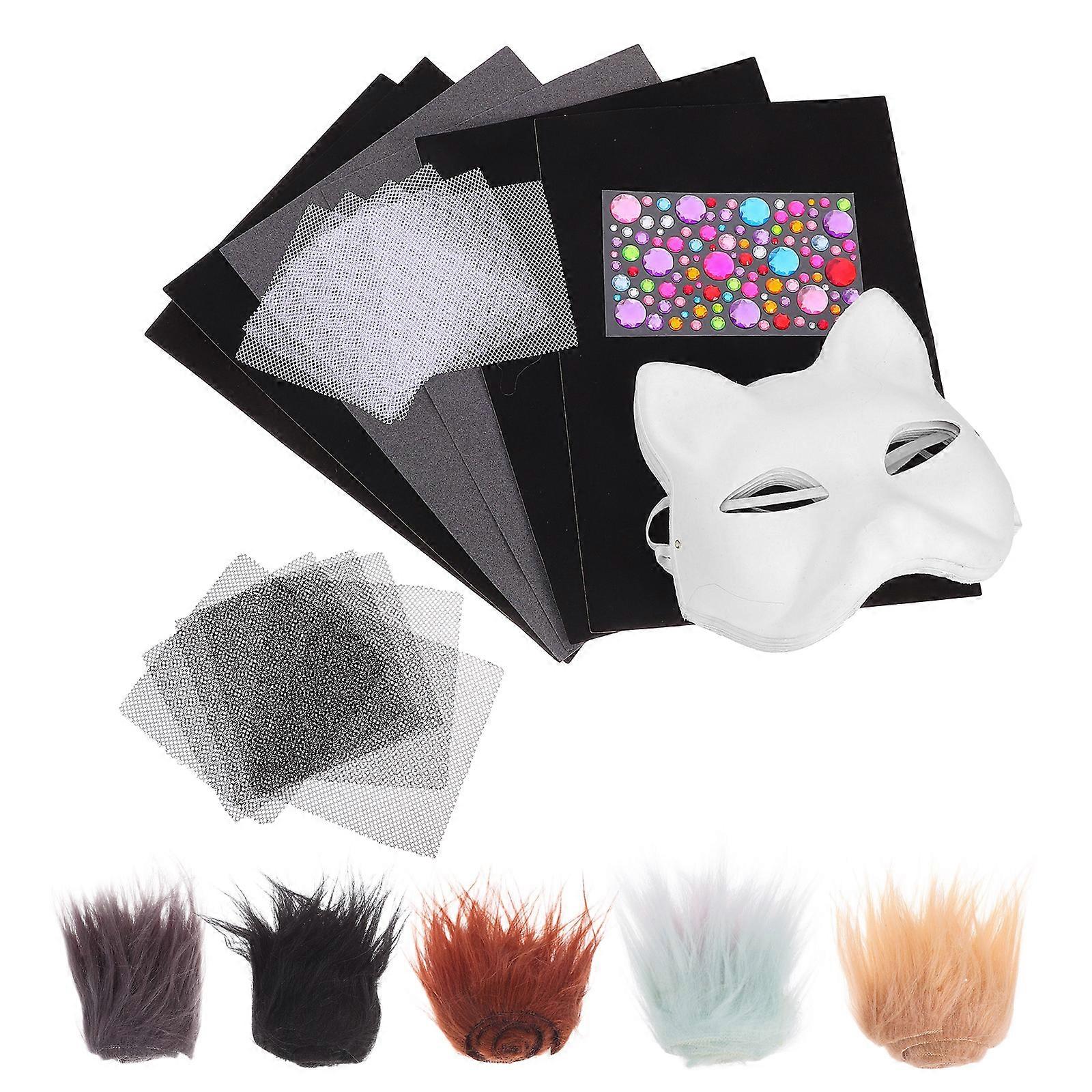 1 Set DIY Unpainted Blank Half Face Animal Mask Kit for Cosplay Role Play Enhance Skills with Comfortable Paper Material for Adults