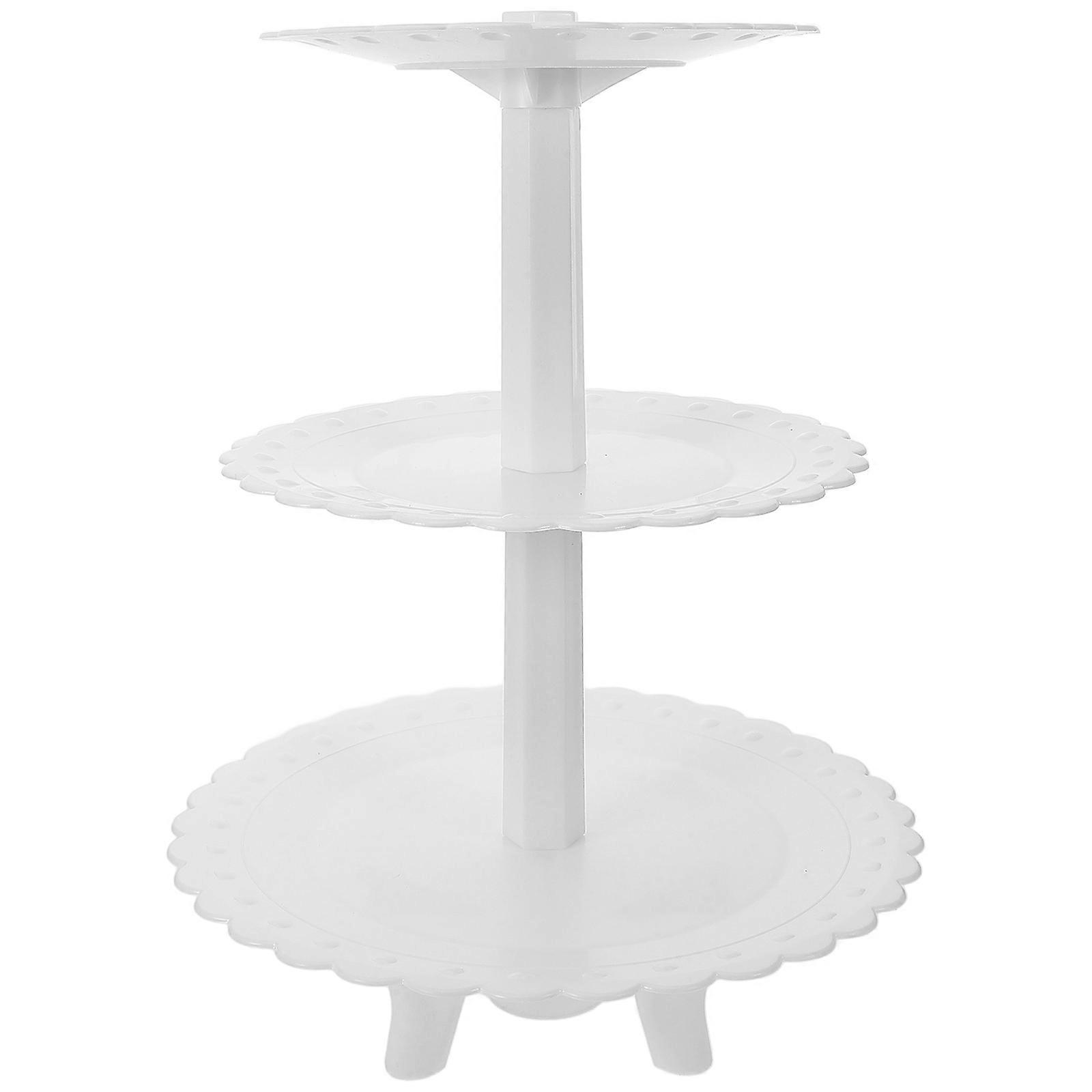 Multi-Function Cupcake Stand Three-Tier Dessert Holder For Parties White 39.00X29.50X29.50Cm Cake Display 1Set