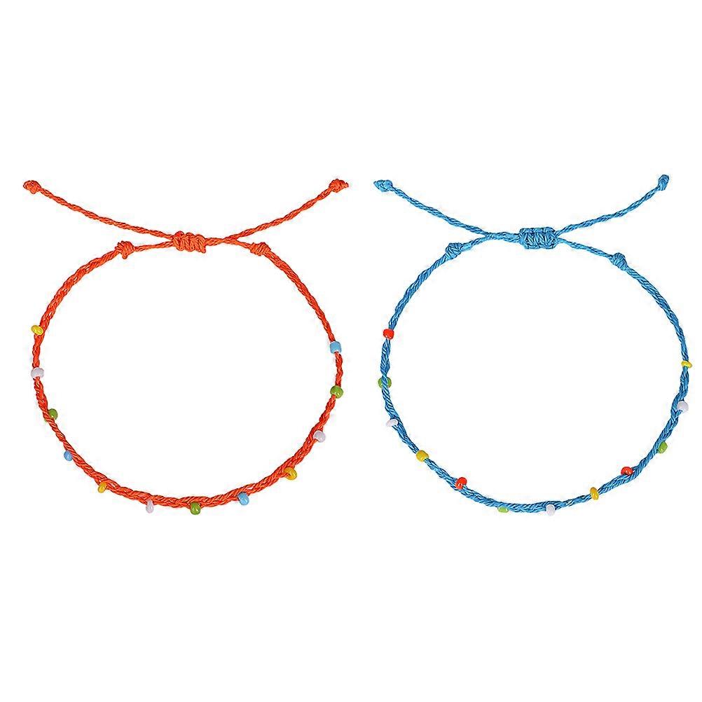 Bohemian Style Anklet with Stone Tassel Bracelet for Decoration 2Pcs