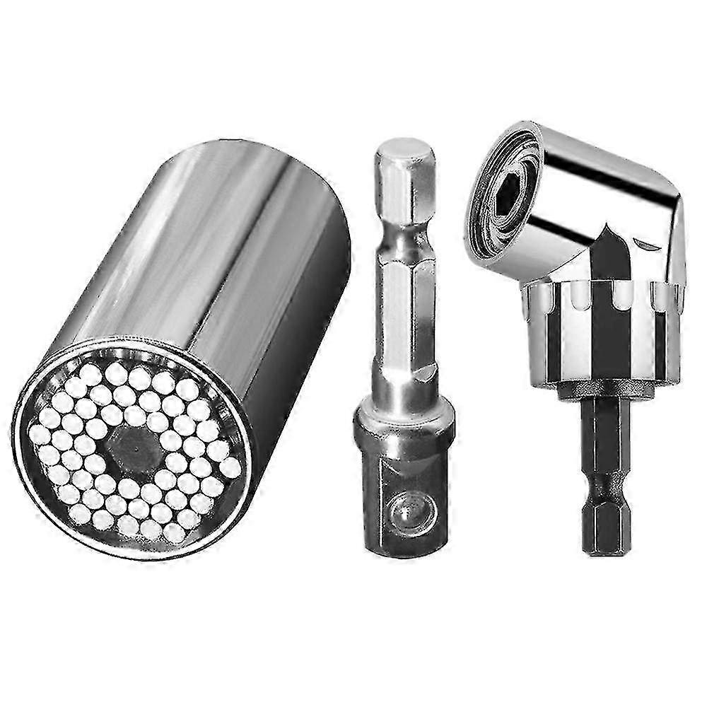 Universal Wrench Set, 7-19mm Cordless Multi-Function Ratchet Socket Wrench Set, Adapter Extension Se