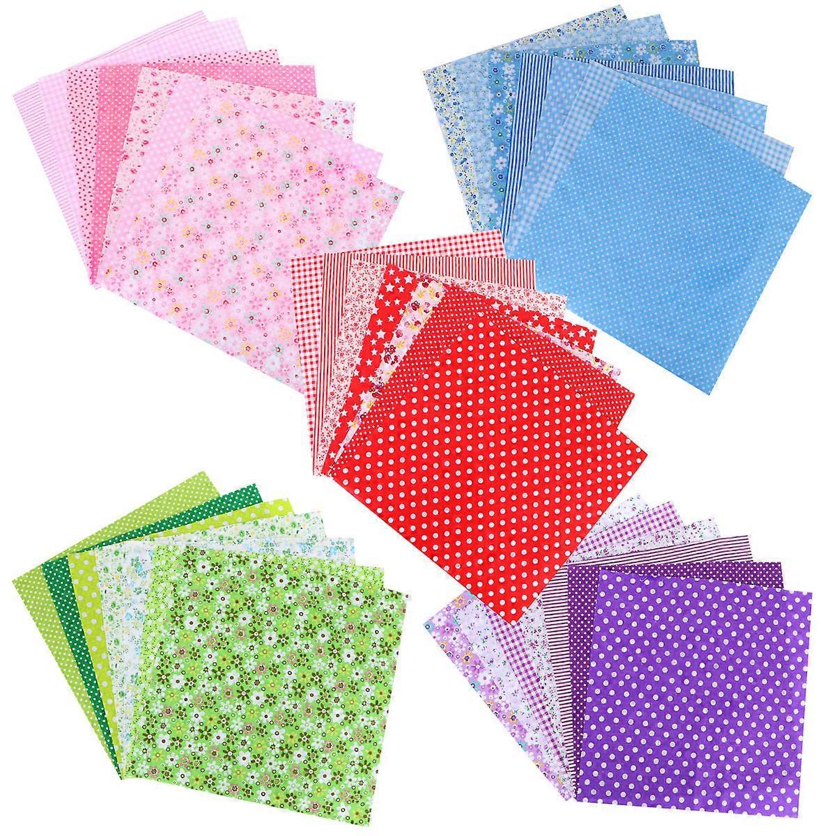 Patchwork Printed Fabric Purple Cotton Pre-Cut Blocks Quilting 5Pack