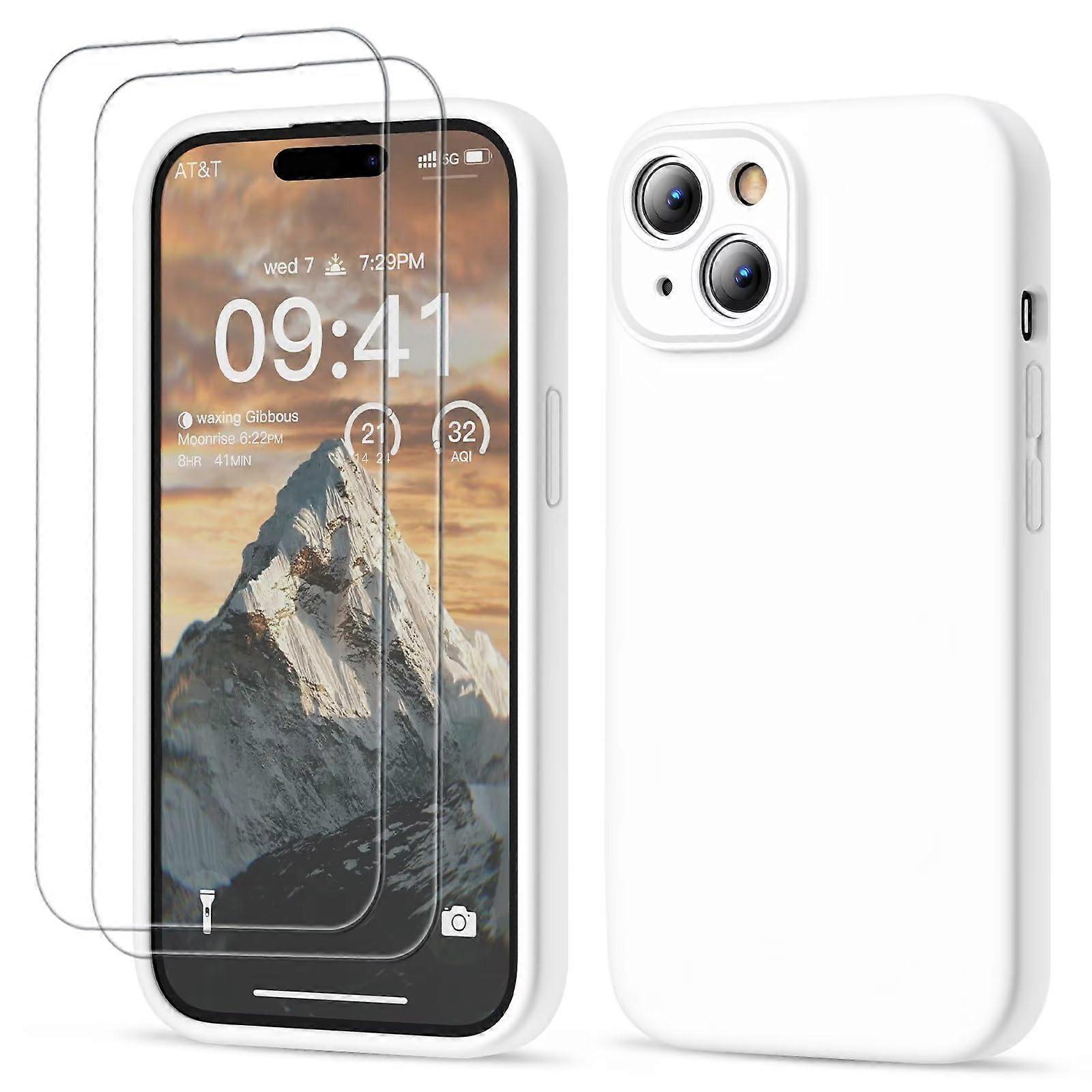 iPhone 15 Case Premium Silicone 6.1 Inch Camera Protective Case White