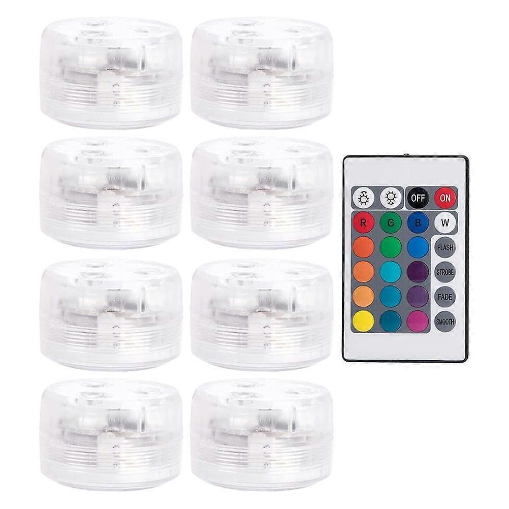 Remote Control Tea Lights Submersible Pool Lights for Swimming Pools Transparent Color Changing 3.00X3.00X1.90CM 8Pcs