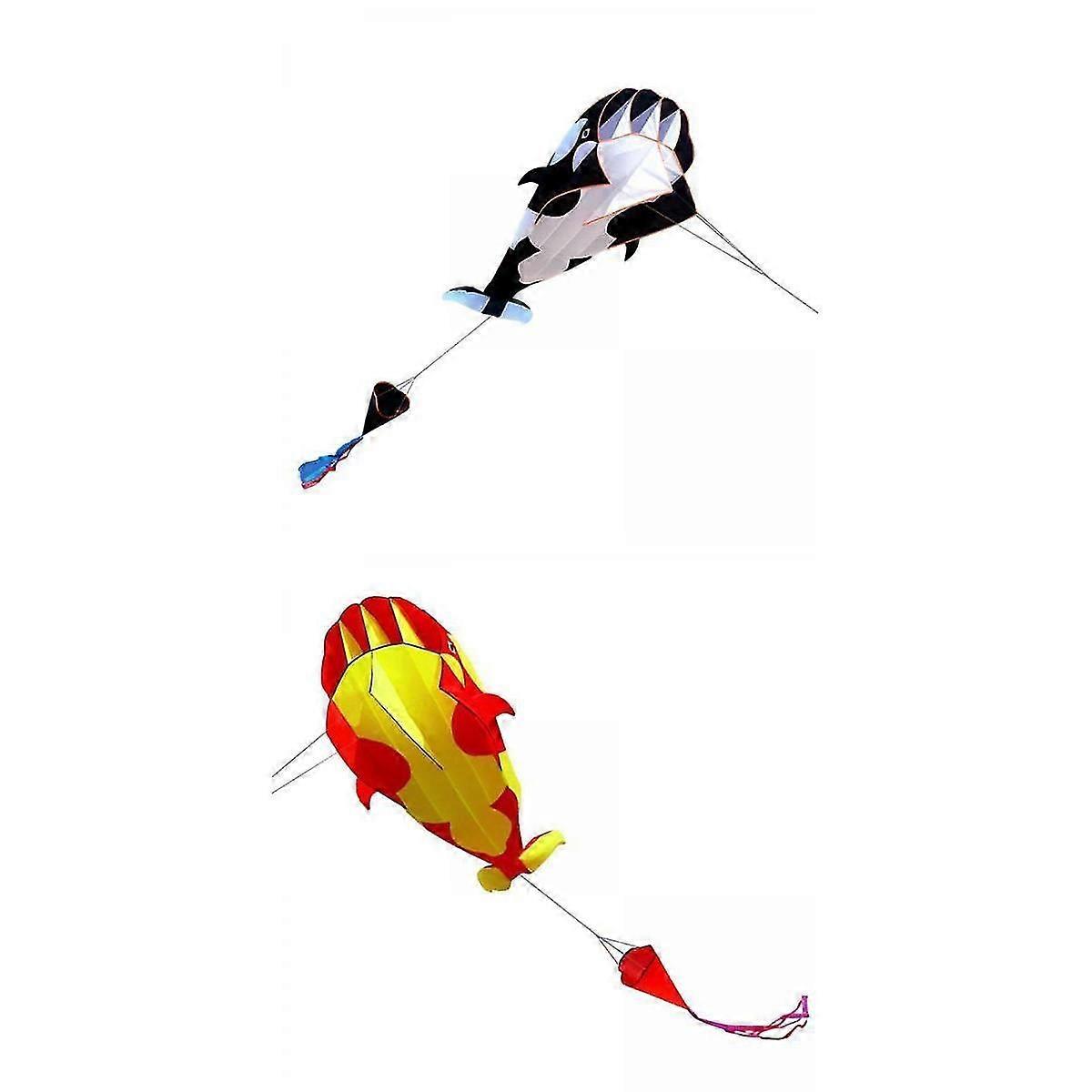 2 PCS Cartoon Soft Killer Whale Kite w/30M Kites String Large for Trip Beach