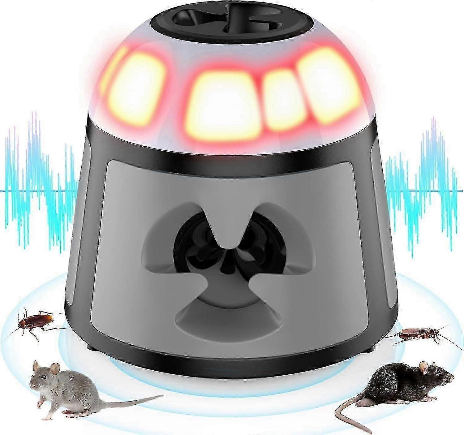 Répulsif pour souris, 4-en-1 Répulsif pour souris 360 Répulsif à souris à ultrasons Plug In Rat Dissuasion Conversion de fréquence Répulsif pour rongeurs LED Lumière stroboscopique pour