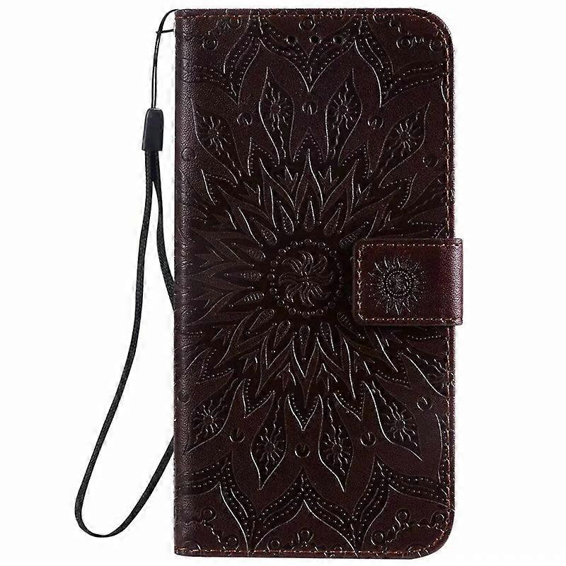 جراب لهاتف ايفون 13 برو جلد بني عباد الشمس منقوش الطوطم Zz464