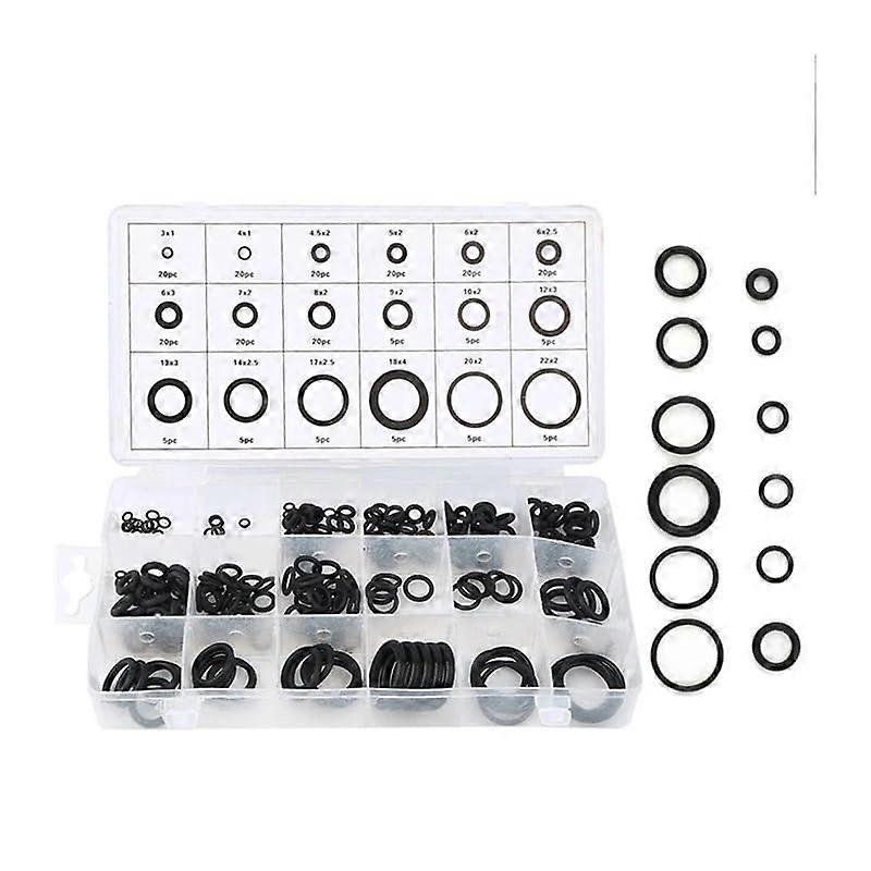 225Pcs Rubber O Ring Oil Resistance ORing Washer Seals Watertightness Assortment Different Size with Plastic Box Kit Set