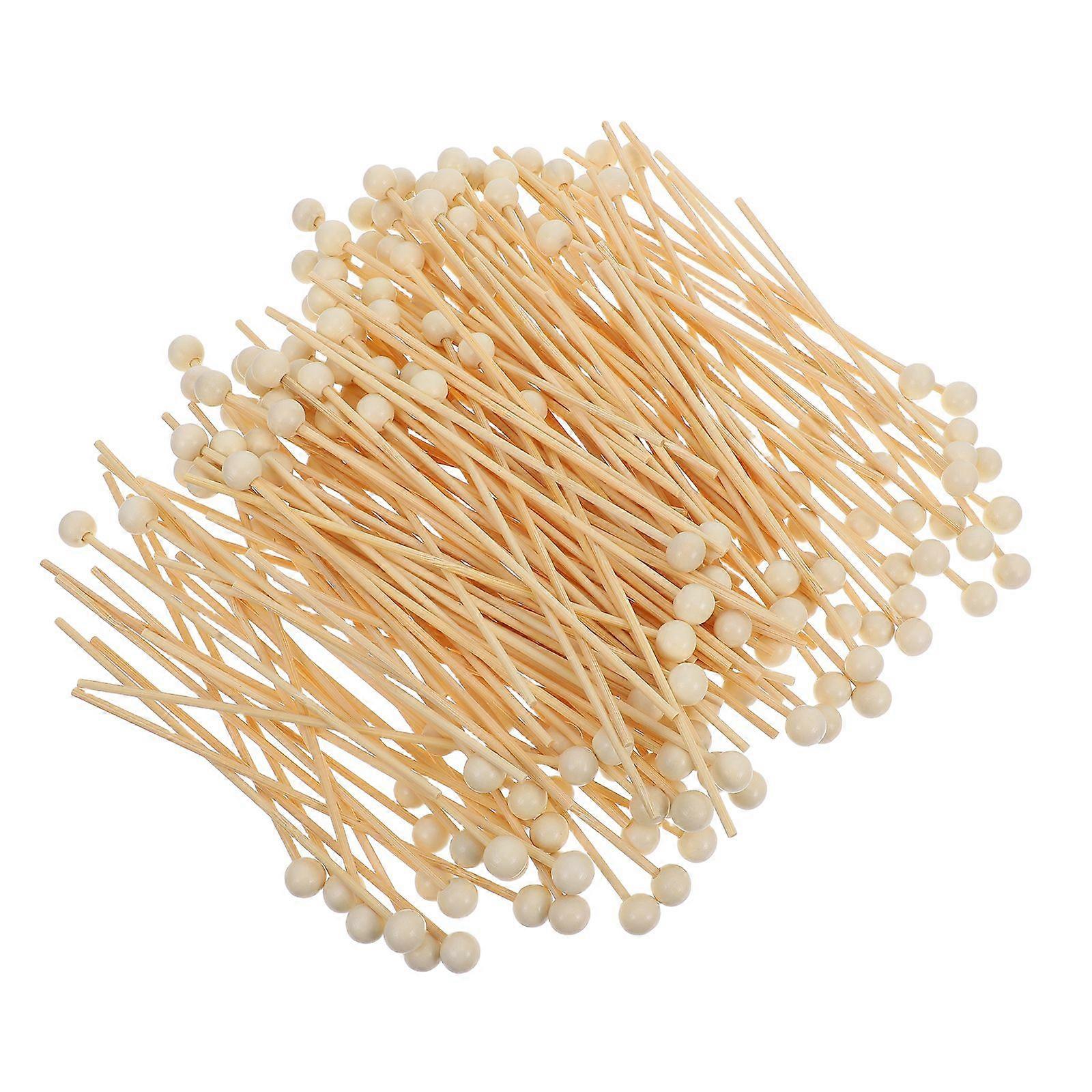 200pcs Rock Candy Sticks with Ball Wooden Sticks Wood Swizzle Cake Pop Sticks Drink Stirrers for Lollipop Coffee Appetizer 15cm
