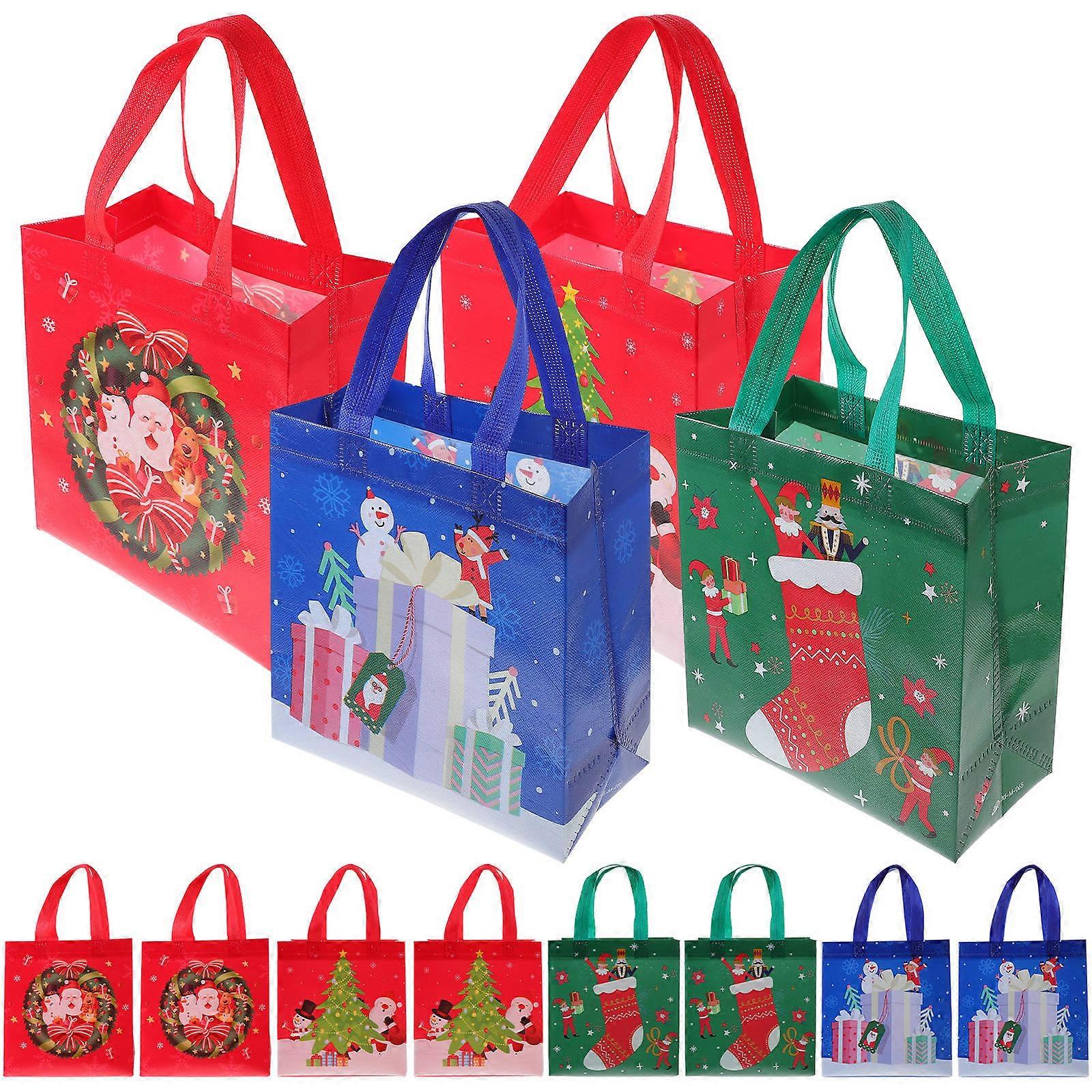 Snowman Goodies Bags Christmas present Bags Reusable Storage Rectangular Bright Color 9.1X8.7X4.3in 12Pcs