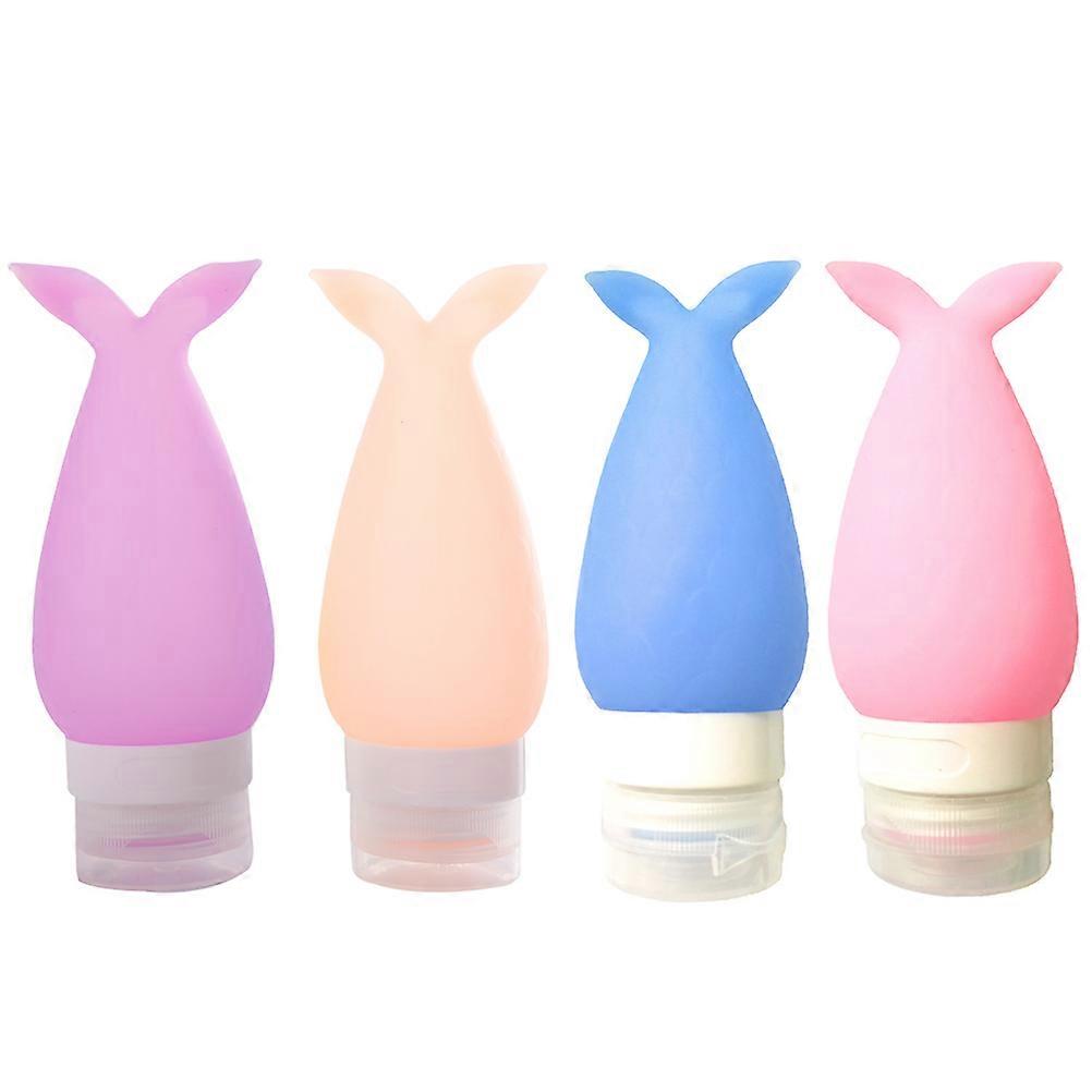 Botellas de champú recargables Juego de botellas de viaje portátiles Botellas reutilizables a prueba de fugas de silicona estilo sirena 4 piezas