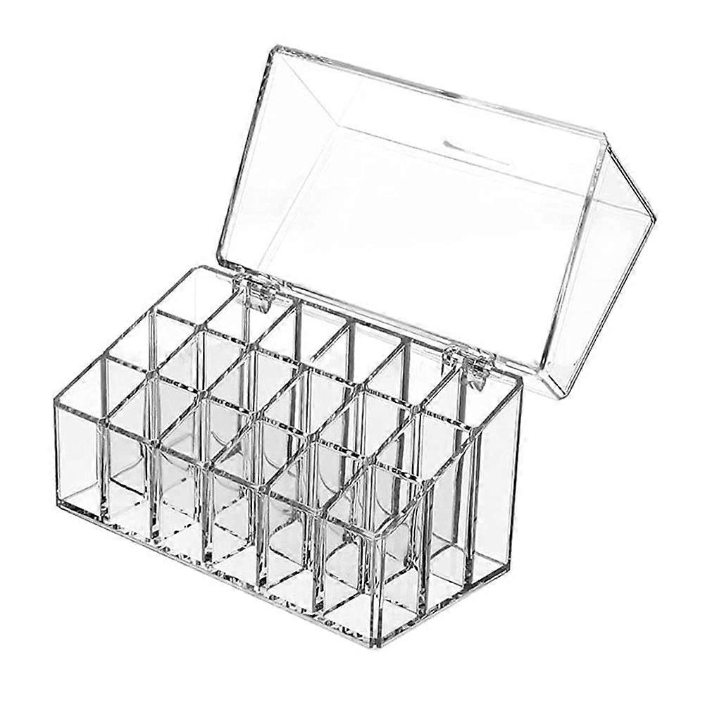 Transparent Cosmetic Organiser with 18 Compartments, Modern Acrylic Lipstick Storage Box, Waterproof for Dressing Table and Worktop