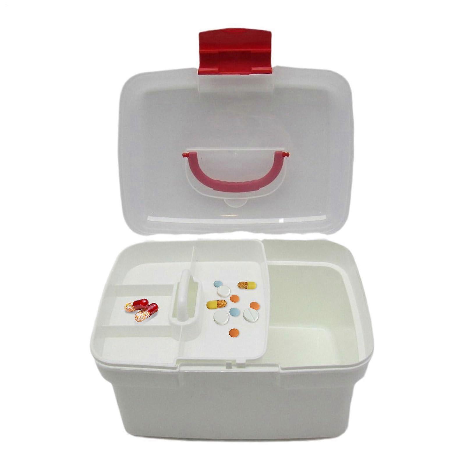 Medicine Storage Box, Large Medication Box with Removable Drawer Lid Capacity with Locking Lid and Carrying Case for Home, Car, and Dormitory