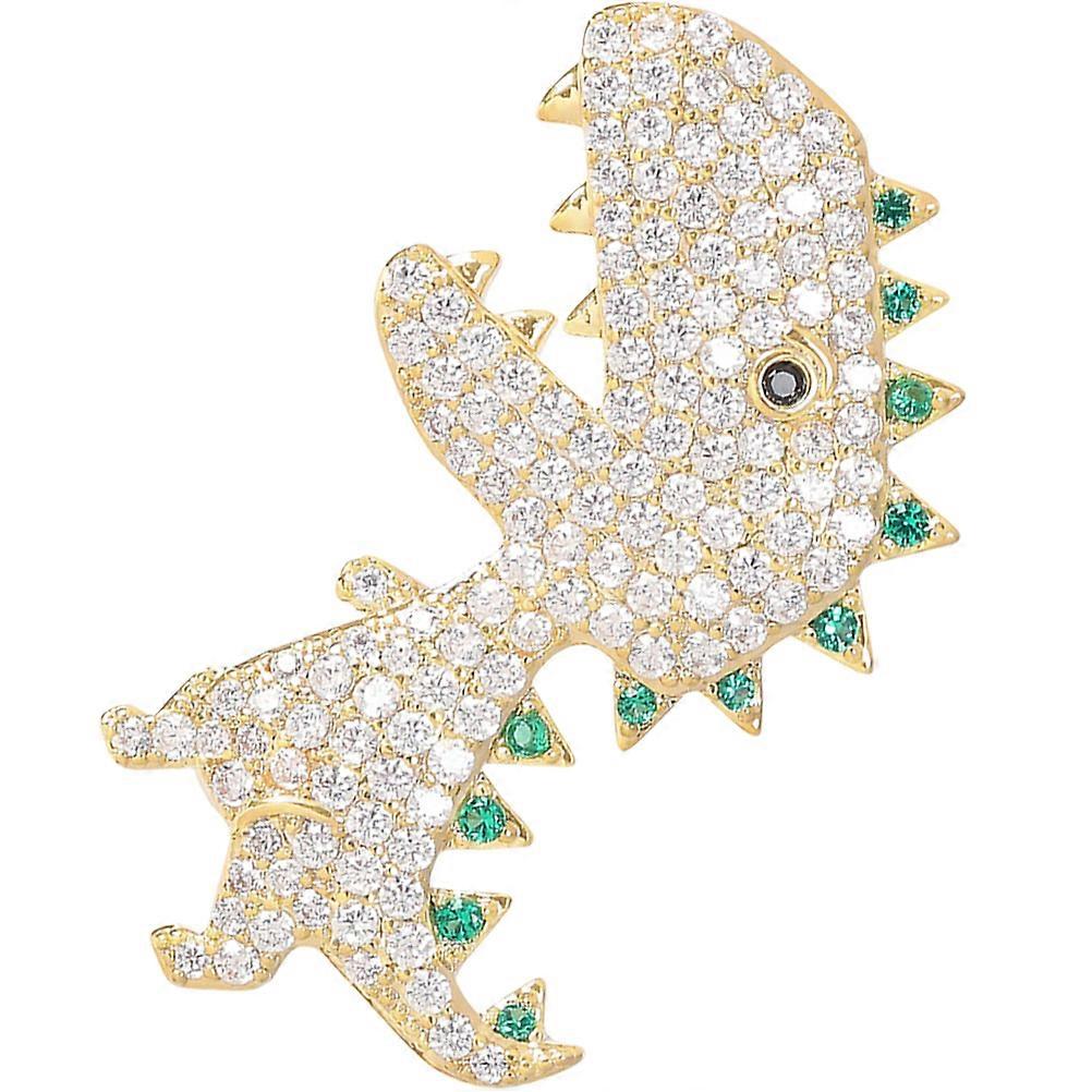 Dessin animé dinosaure broche épingle femmes pull costume accessoire décoratif doré 3x1.7CM cuivre vêtements décorateur 1Set