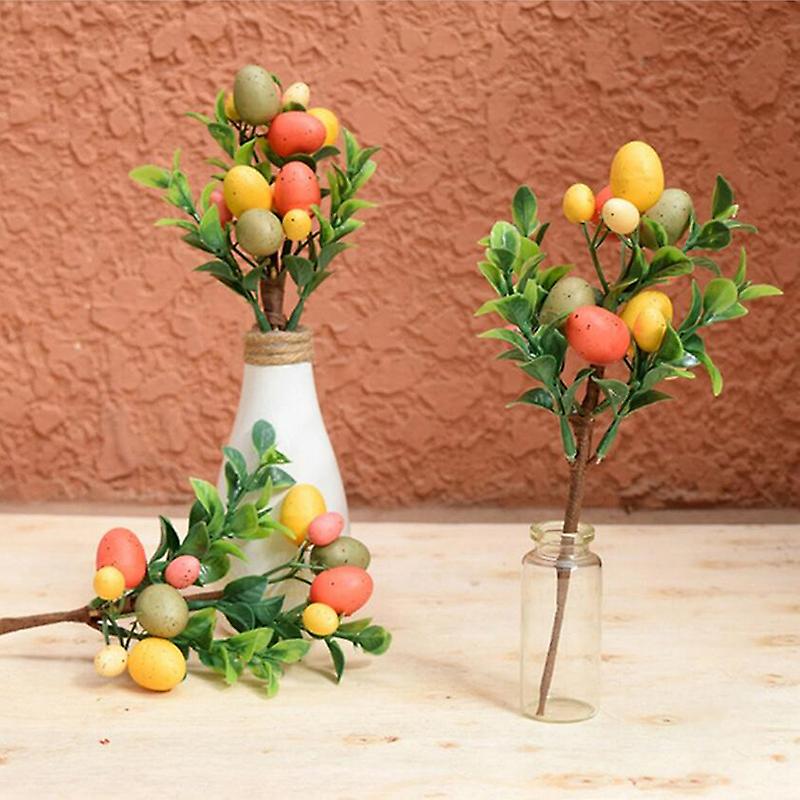 Easter Eggs Tree Decor Simulation Leaf Branch Easter Home Desktop Ornaments