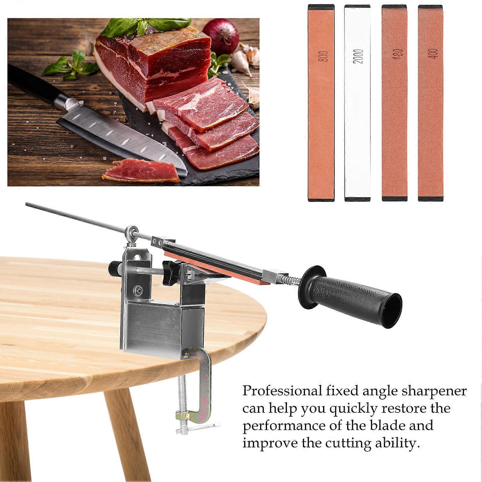 Professional Fixed-Angle Blade Sharpener 360° Rotation Silver 800g