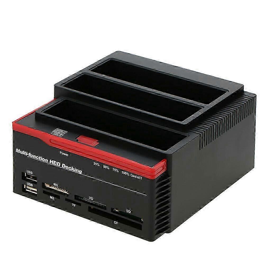 USB3.0 3 Disk IDE HDD Docking Station Three Position Hard Disk Base with Clone Function and Reader with AU Plug (Black)