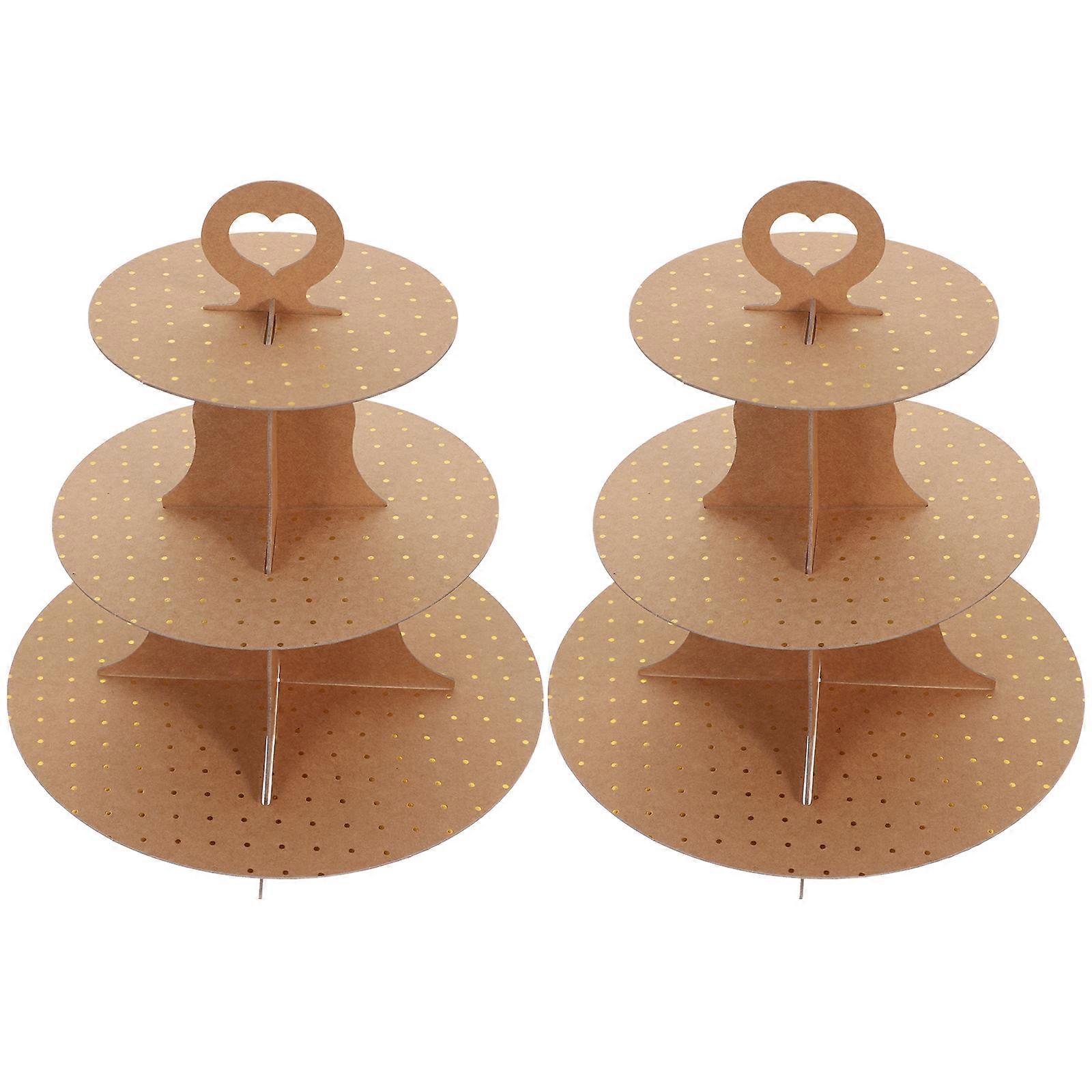 Dessert Holder Stand Paper Simple Structure For Birthdays Brown 25.50X25.50X29.30cm 2Pcs