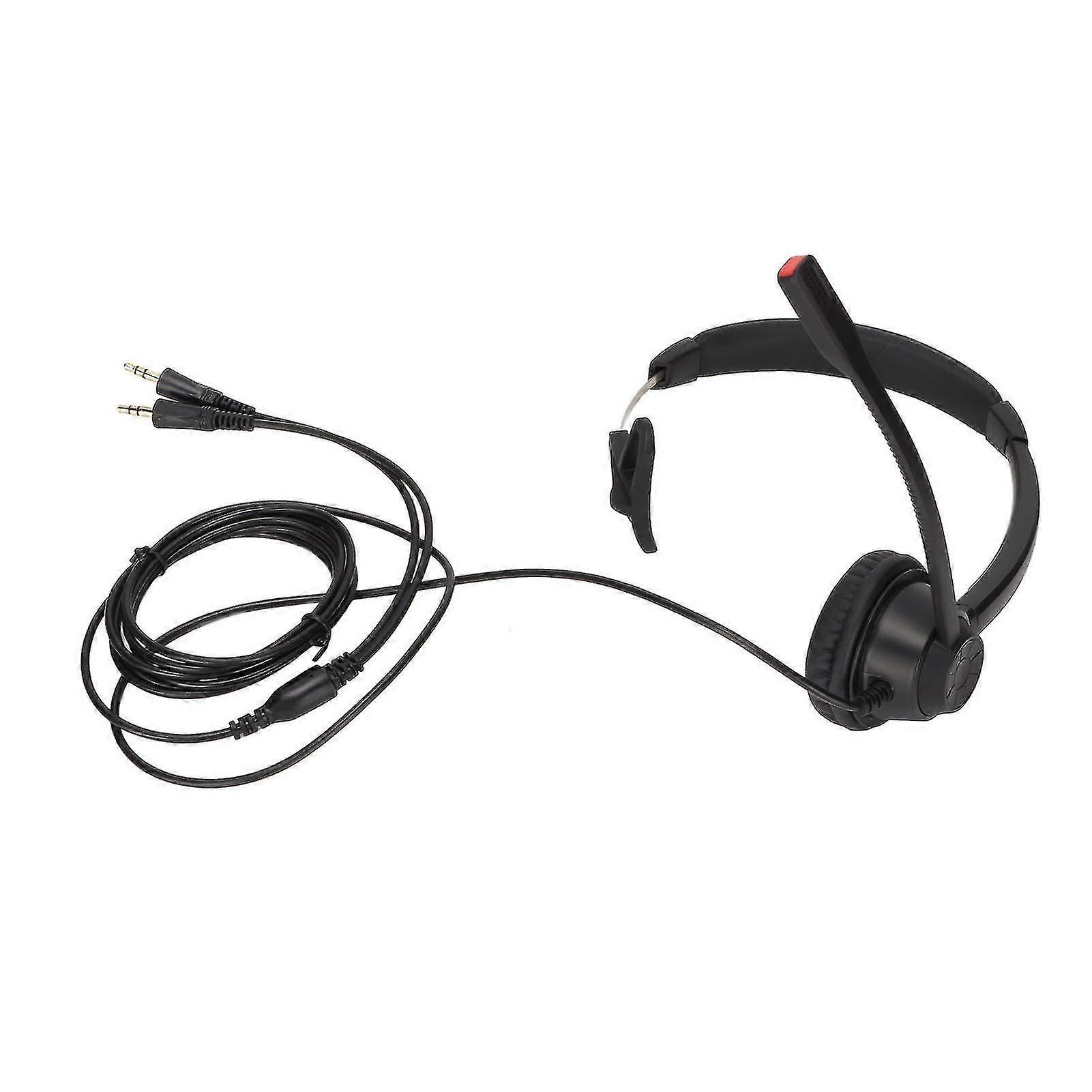 Telephone Headset Noise Cancelling Comfortable Single Ear Communication Headset for PC Computers Black