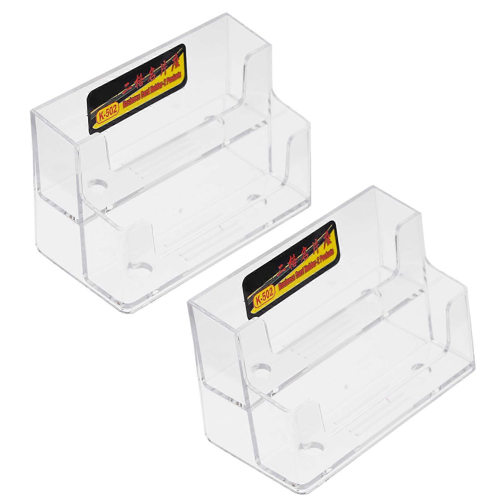 Clear Card Holder Acrylic Desk Name Card Base For Travel 2Pack