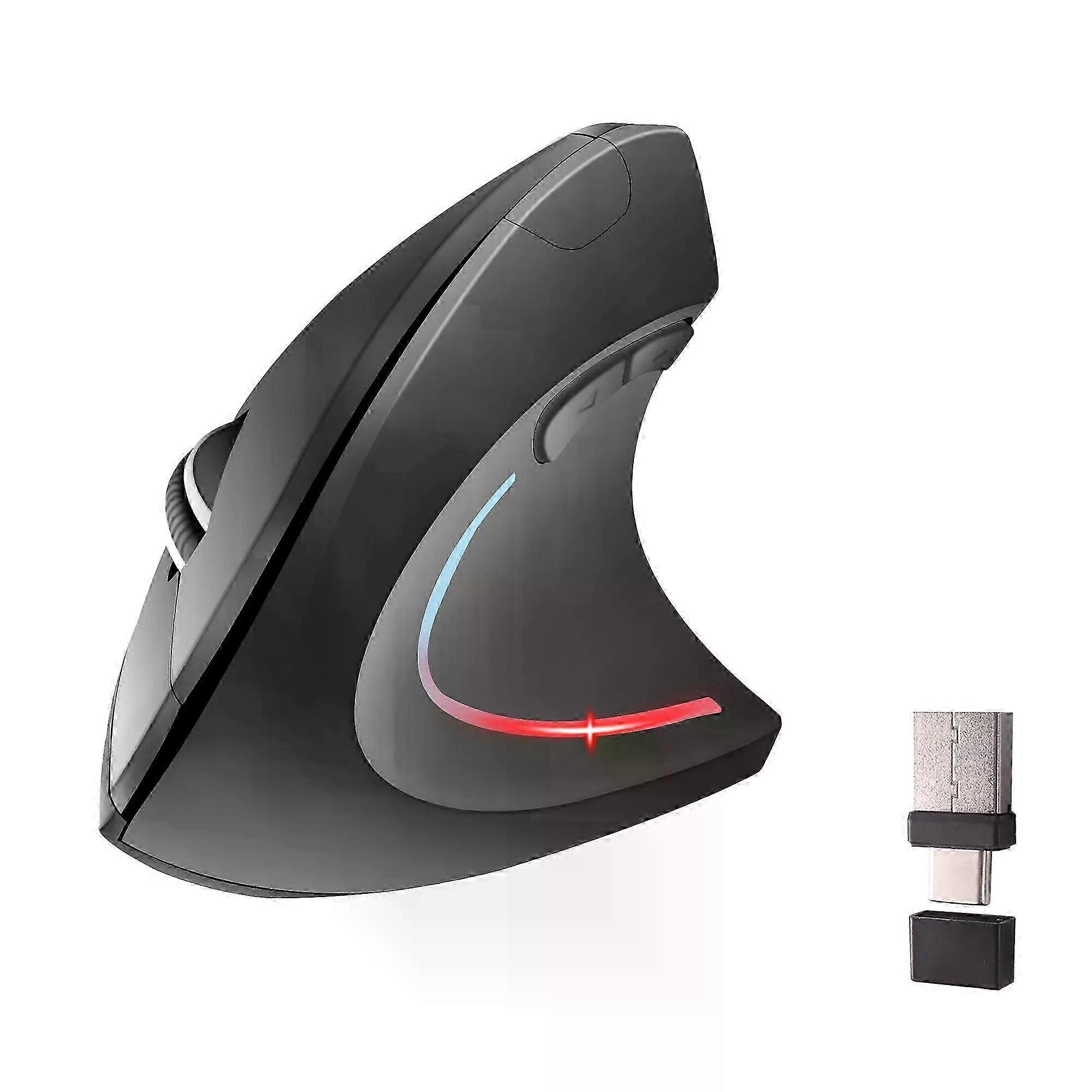 Wireless 2.4G Vertical Mouse USB Type-C Dual Plug DPI Adjustable Ergonomic Low Noise Button for Office Use