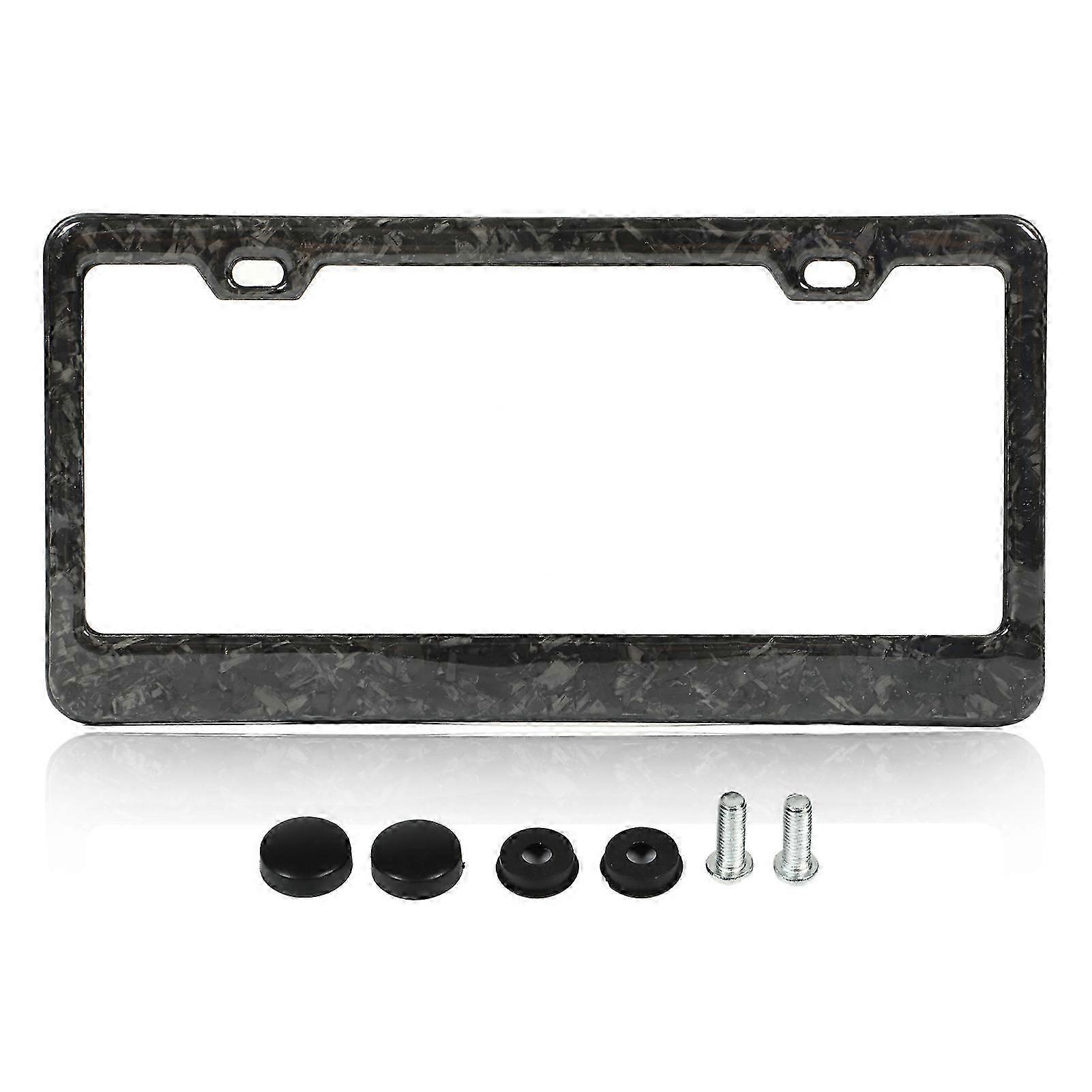 License Plate Frame Bright Forged Carbon Fiber Style Smooth Clear Texture Replacement For Certain Brand