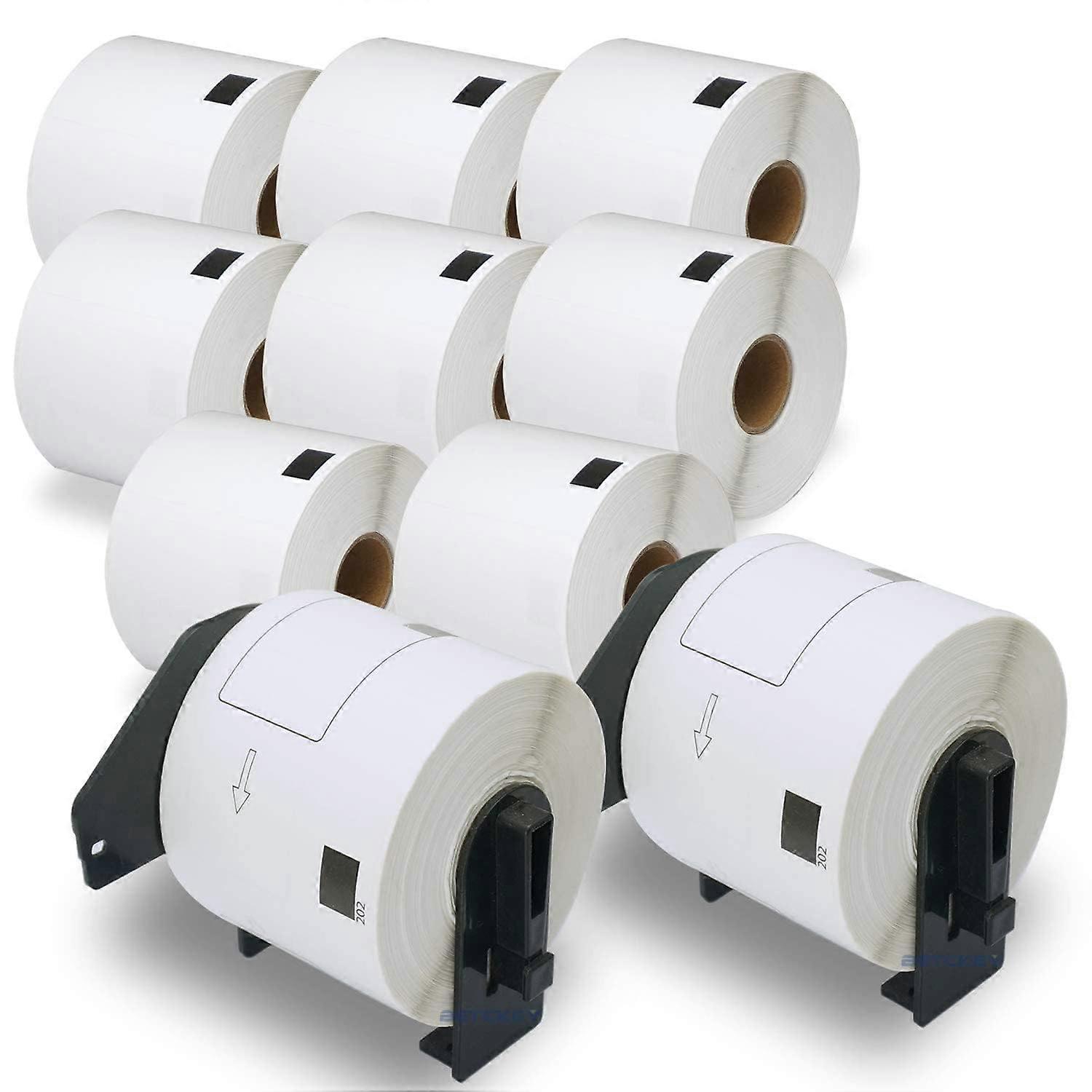 Compatible DK-1202 Labels 2-3/7" x 4" (62mm x 100mm) for Brother QL Label Printers - 10 Rolls and 2 Refillable Cartridges