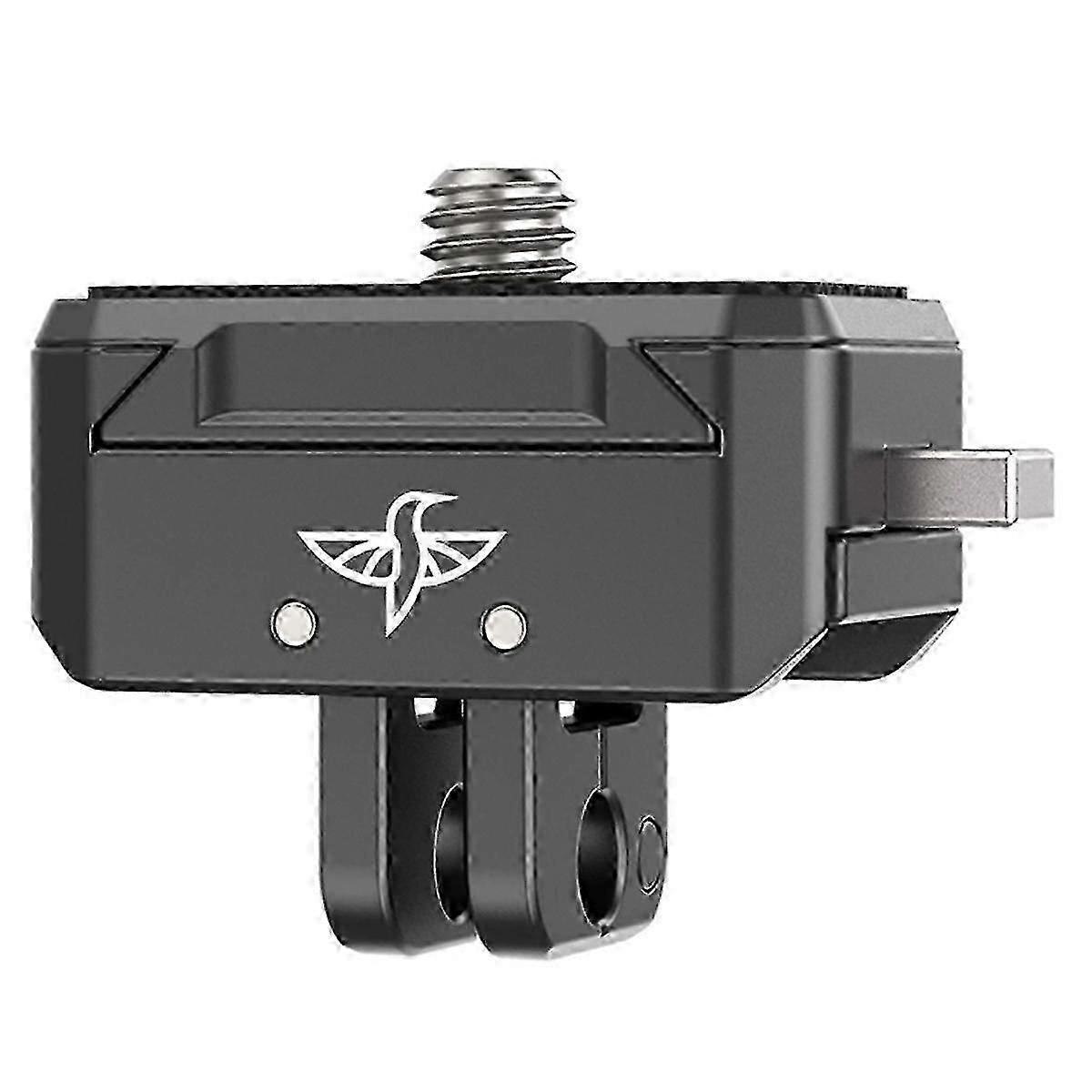 R072 Aluminum Quick Release Mount Adapter Base with Mount Plate Magnetic Action Camera Mount with 1/4-Inch Interface