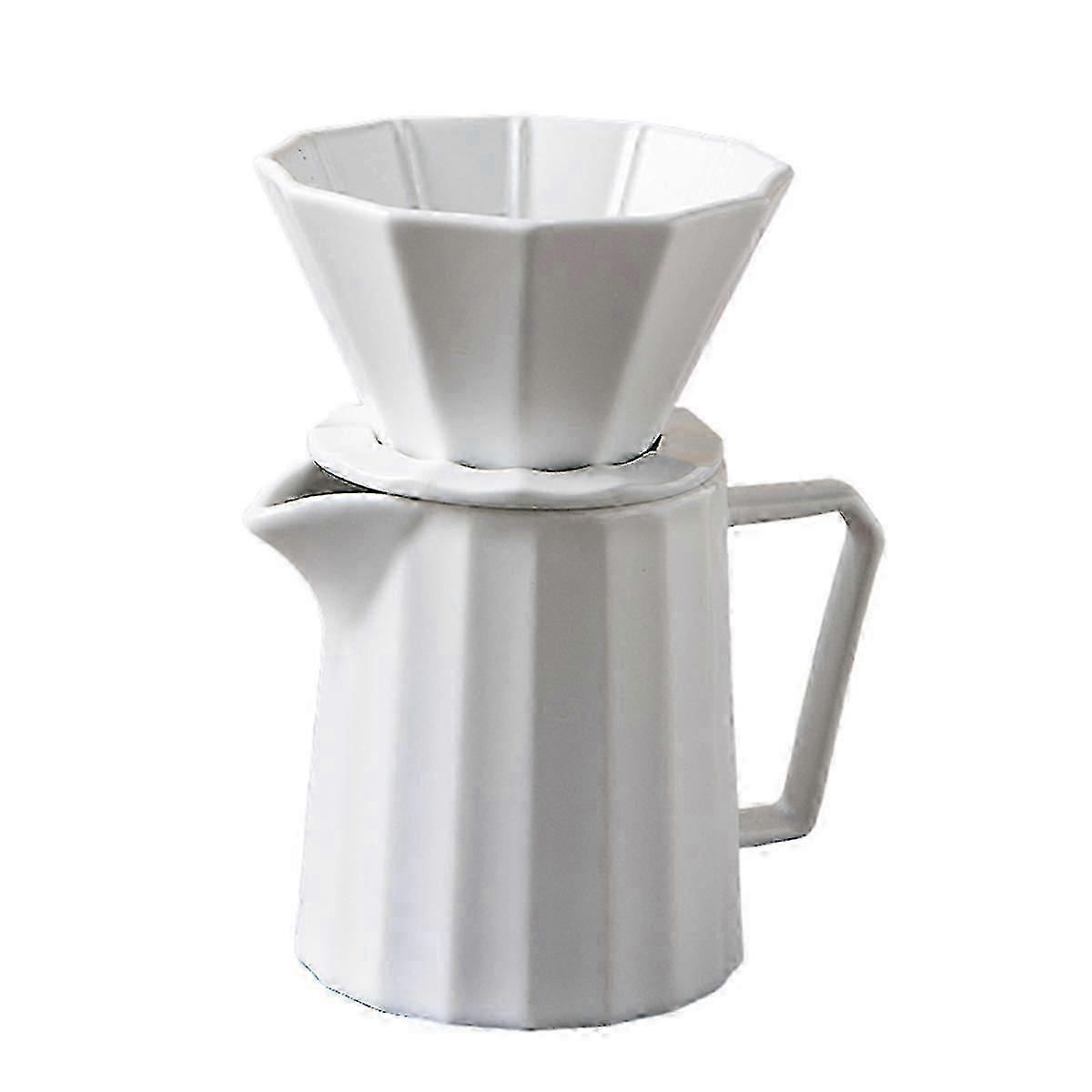 Ceramic Coffee Dripper for 1-2 Cups Permanent Pour Over Coffee Maker with Separate S