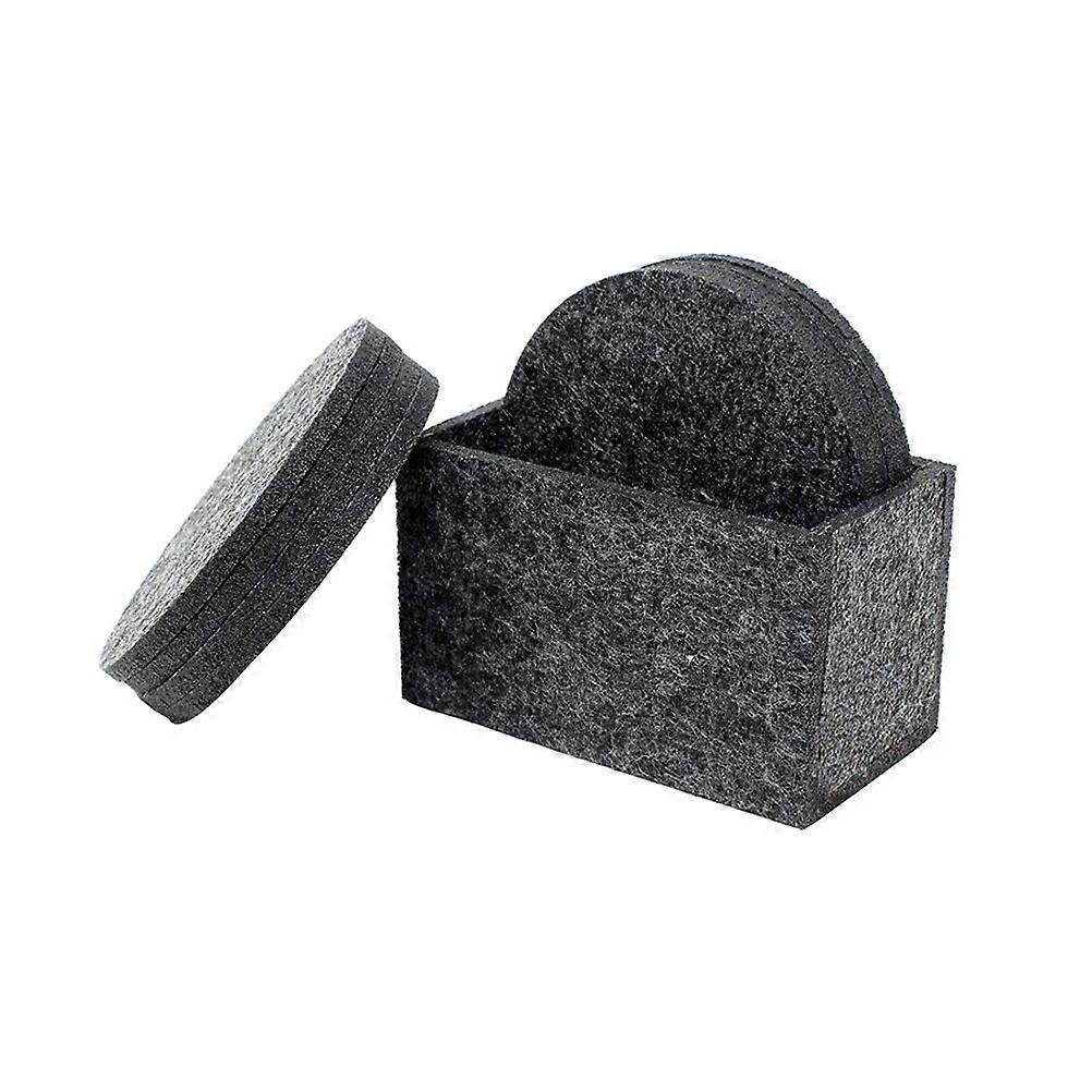 Dark Grey Felt Coasters Set – Heat Resistant Round Cup Pads for Home, Restaurant, and Cafe – Non Slip Drink Mats for Table Protection
