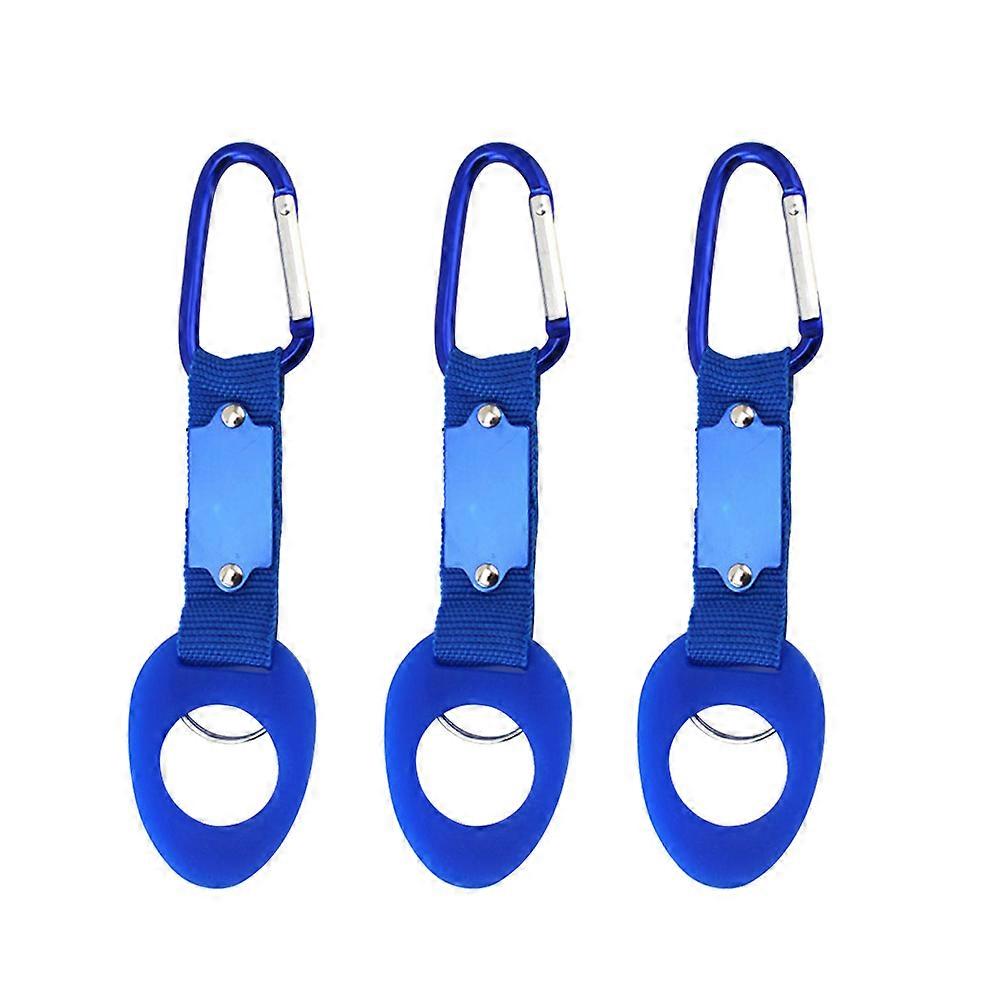 Backpack Water Bottle Holder Small Hanging Buckle Portable For Traveling And Exploring Blue 3Pcs