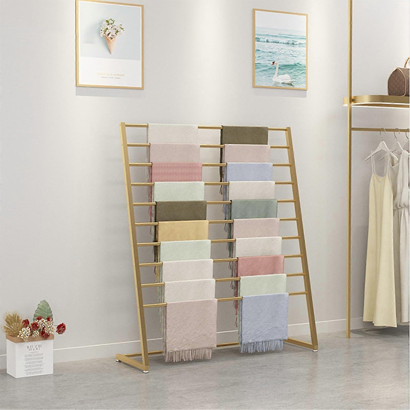 شماعات معدنية لحامل وشاح ، حامل بنطلون بدلة ، ملاءات سرير (ذهبي ، 120 × 40 × 145 سم)