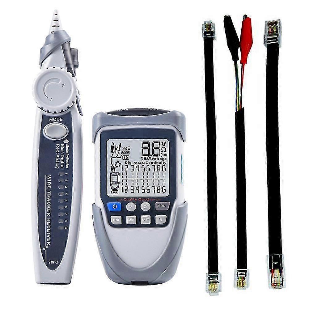 Handheld Portable Network Cable Tester LCD Large Screen Display Digital Wire Trackers Continuity Battery Voltage Polarity Checking POE Test Multi-func