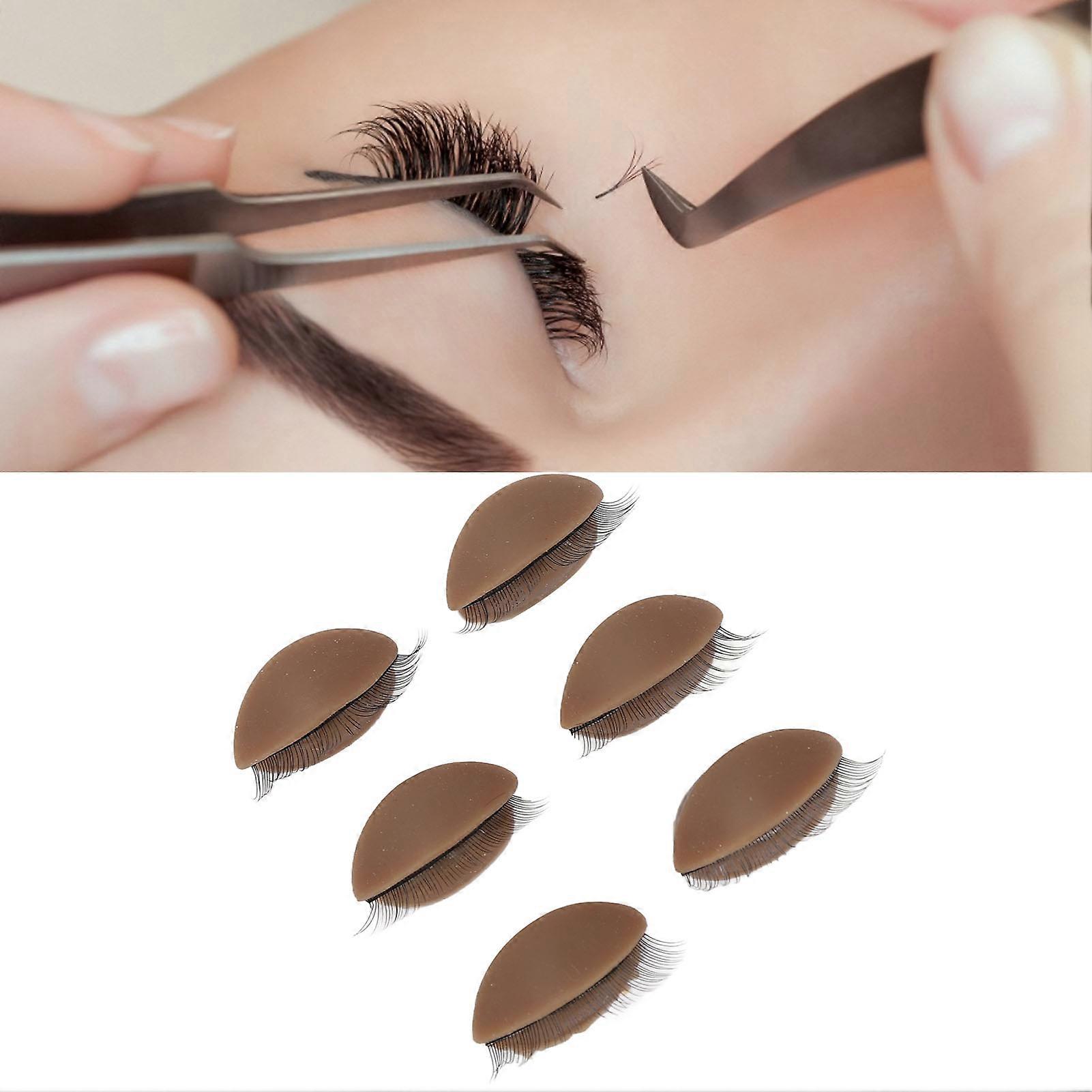 3 Pairs Replacement Eyelids for Mannequin Head Eyelash Extension Practice Removable Eyelids with Eyelashes Coffee