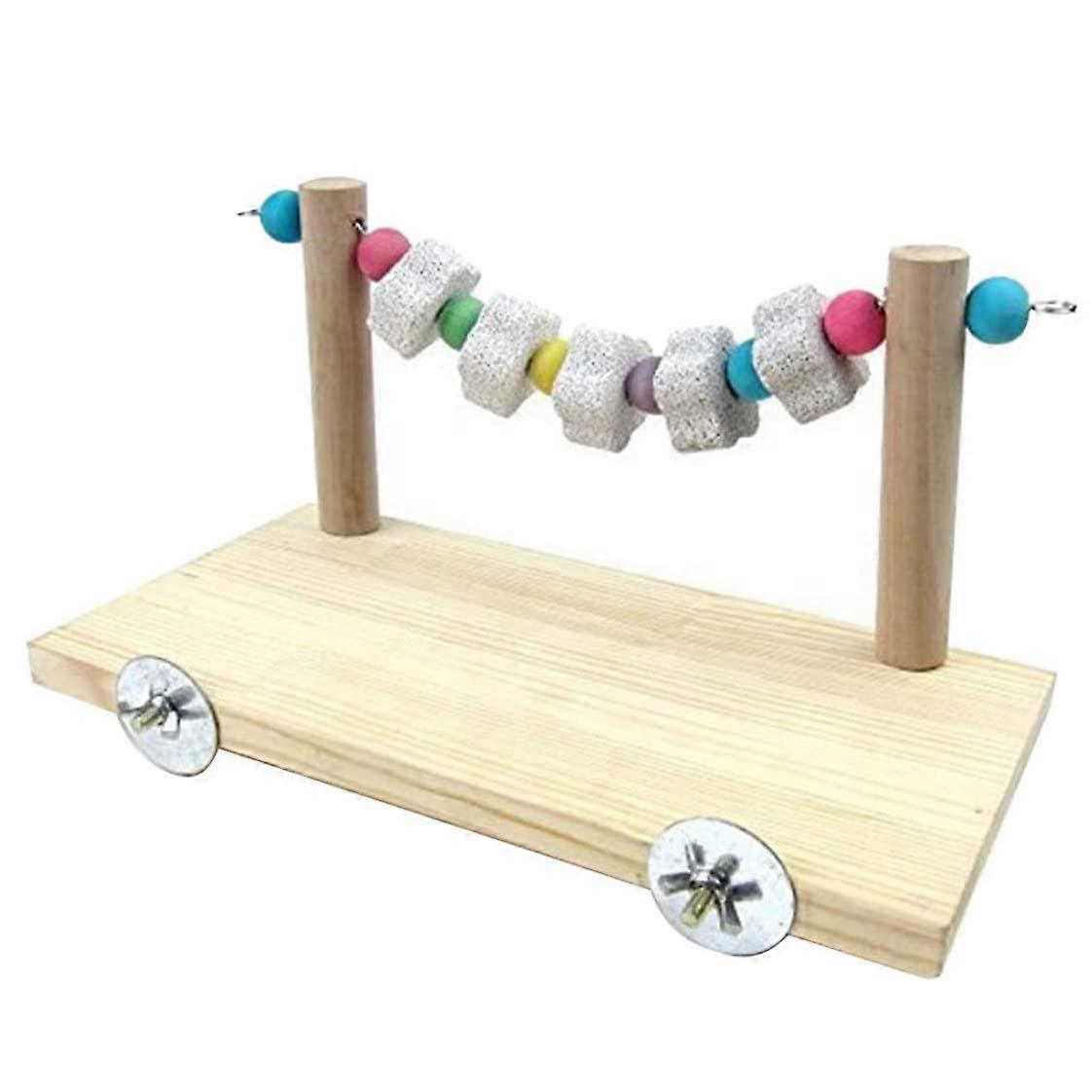 Hamster Chinchilla Parrot Chew Toy with Wood and Teeth Grinding Stones for Small Pets